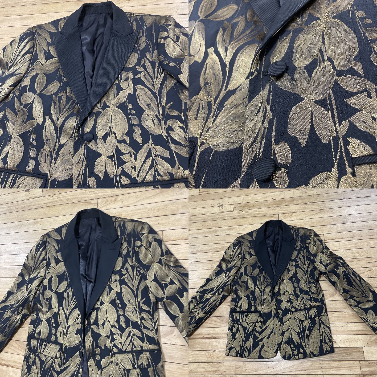 Mr Turk MR TURK Coleman Blazer Men 42 Black Gold Floral Brocade Designer Coat New 50 Size 42R - 10 Thumbnail