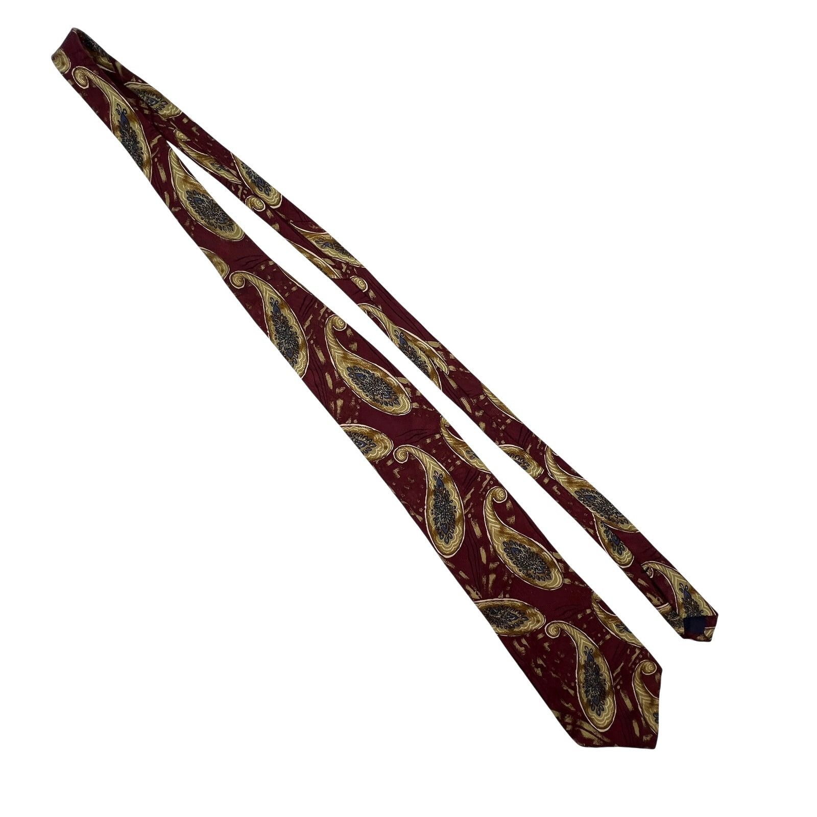 Burberry Silk Tie Burgundy Red Paisley Printed