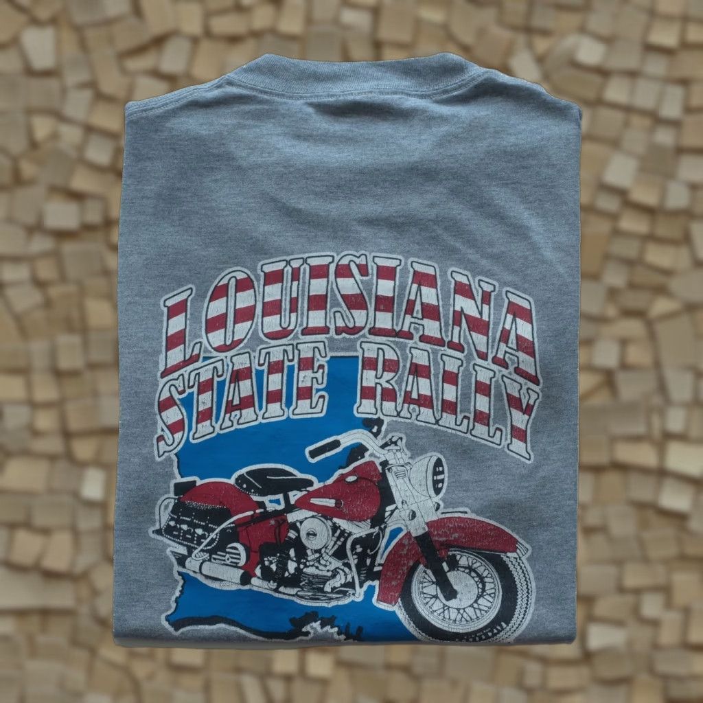 Jerzees VINTAGE JERZEES T-Shirt Motorcycle Biker Louisiana State Rally Distressed Gray XL Men Size US XL / EU 56 / 4 - 1 Thumbnail