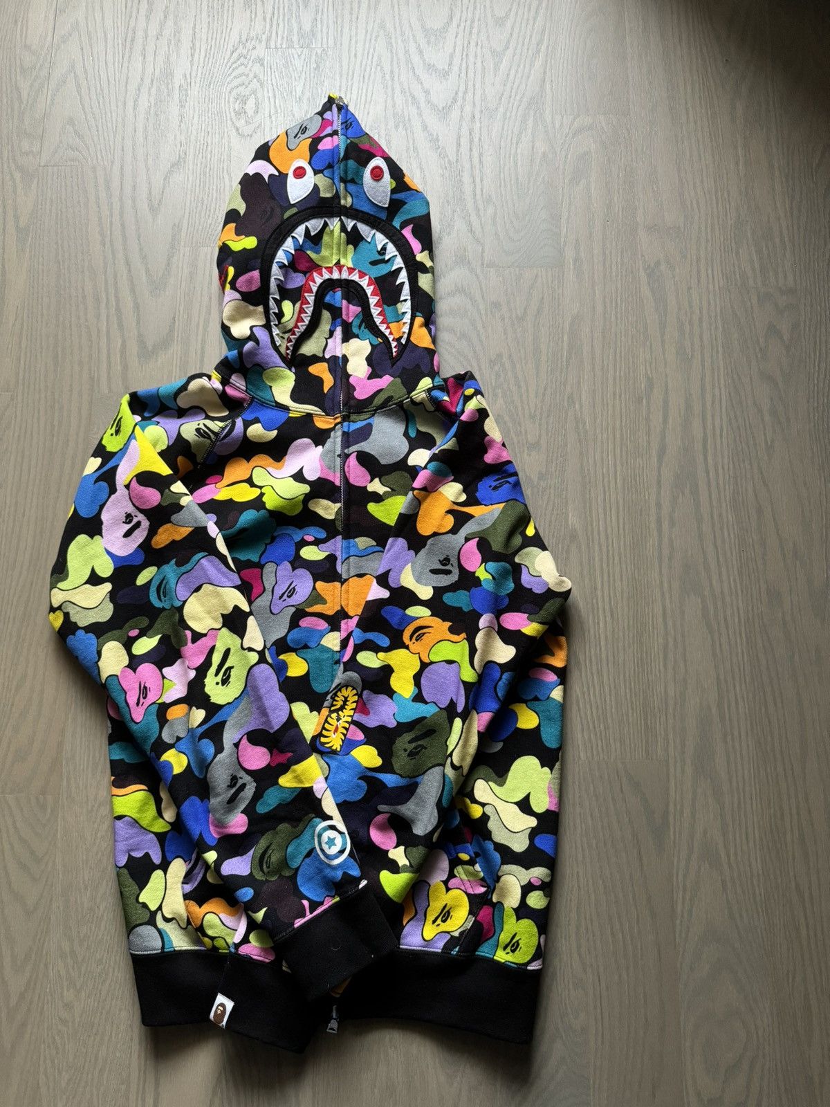 image of Bape Multi Camo 2Nd Shark Full Zip Hoodie, Women's (Size Small)