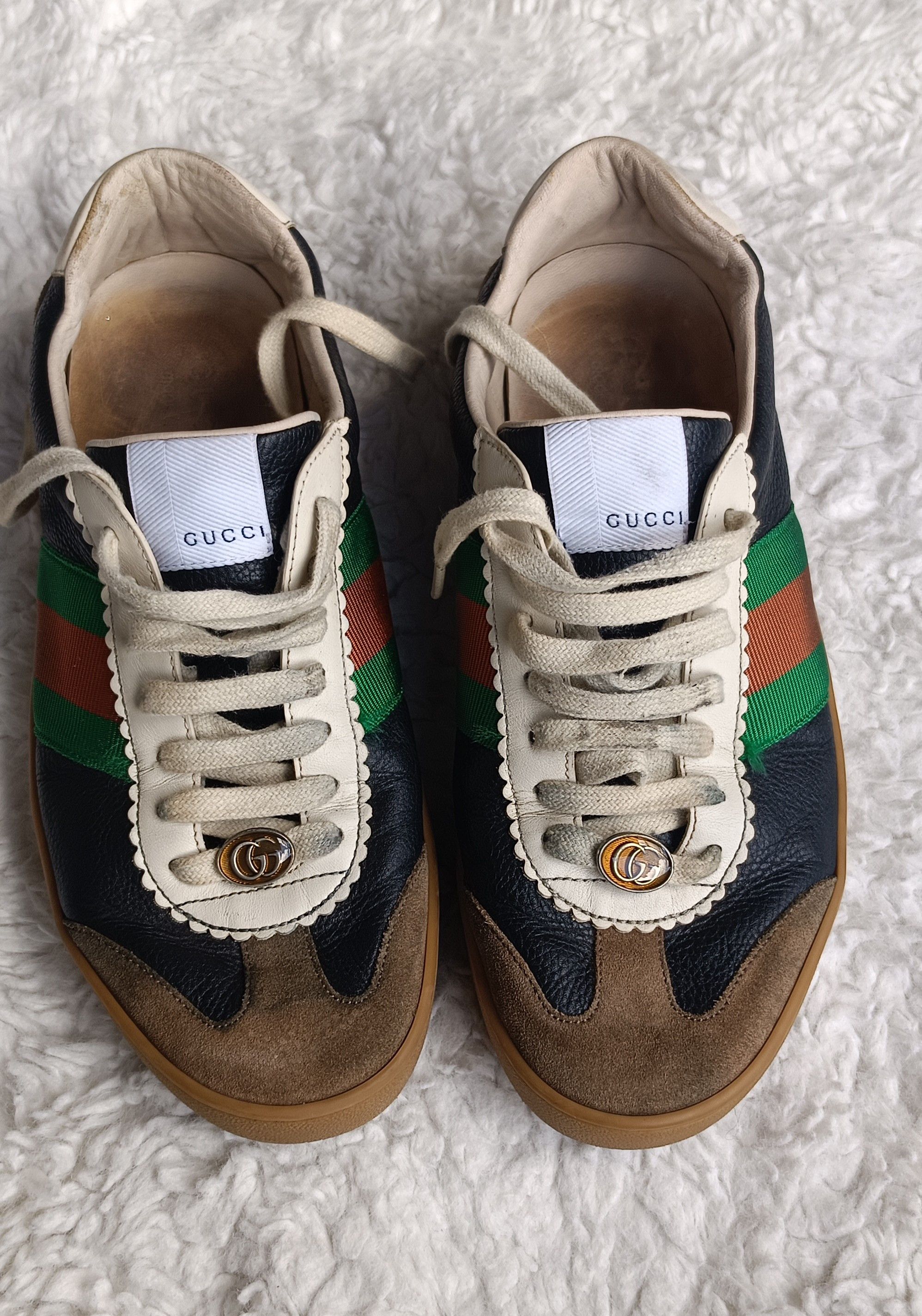 Gucci Gucci Web G74 GG Monogram Sneaker Black Leather 7.5 US/41EUR Size US 7.5 / EU 40-41 - 3 Thumbnail