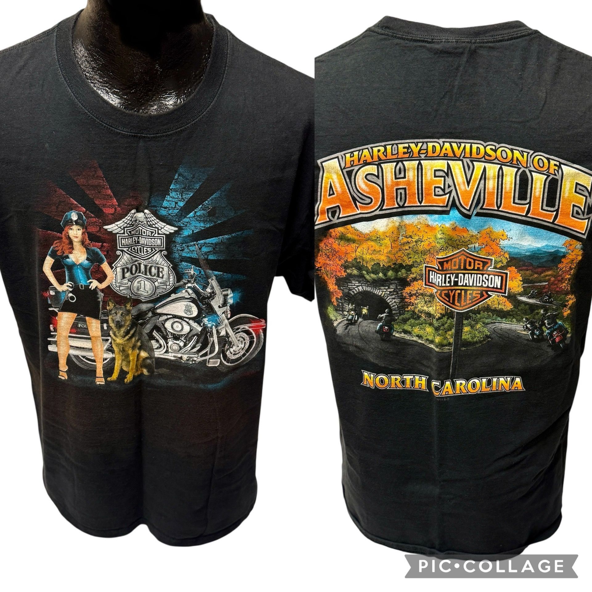 Harley Davidson H-D Asheville NC Mountain TUNNEL Route PINUP POLICE COP K9 Size US L / EU 52-54 / 3 - 1 Thumbnail