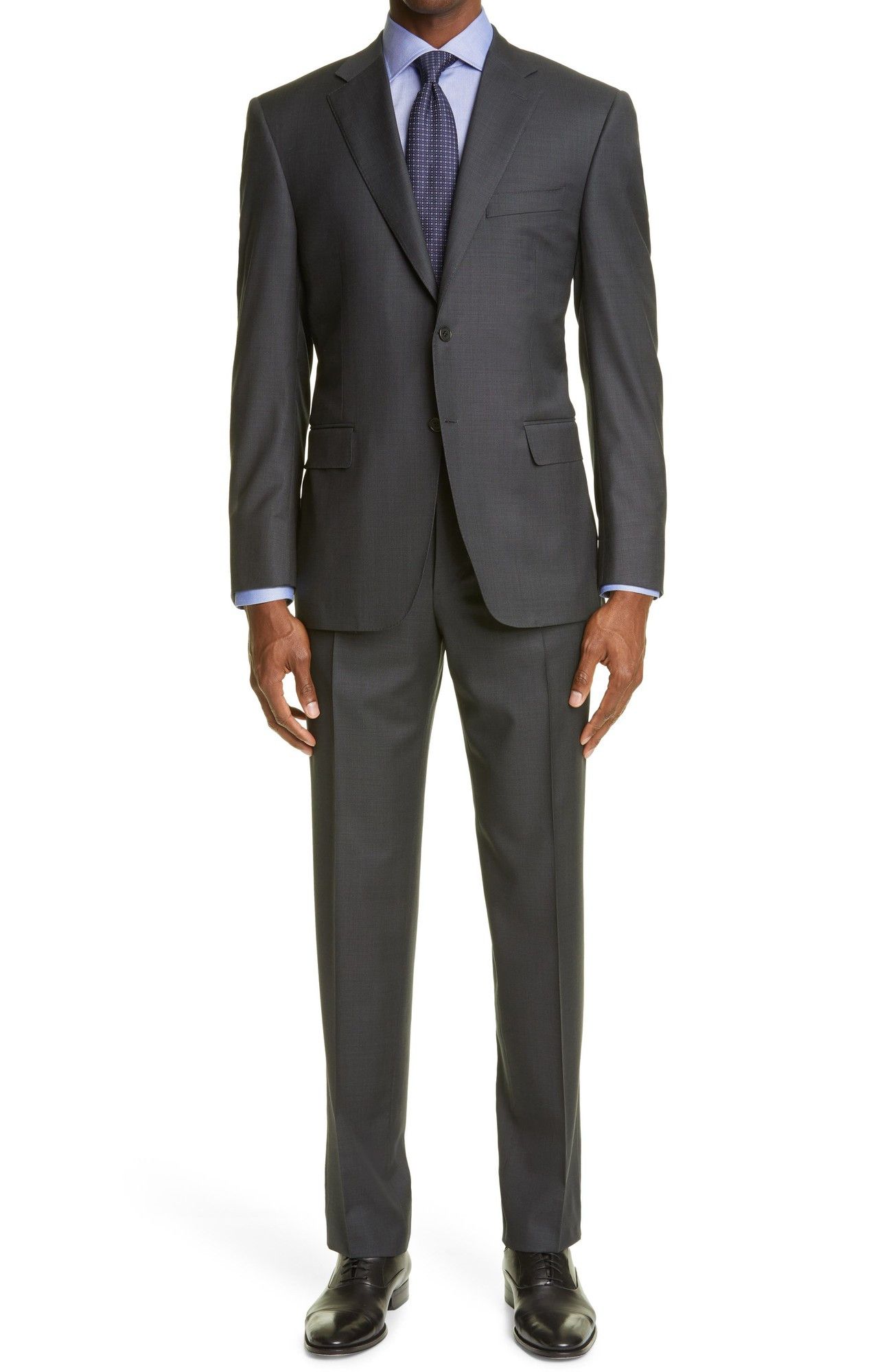 Canali Siena Micro Texture Wool Suit Size 40R Us in Black