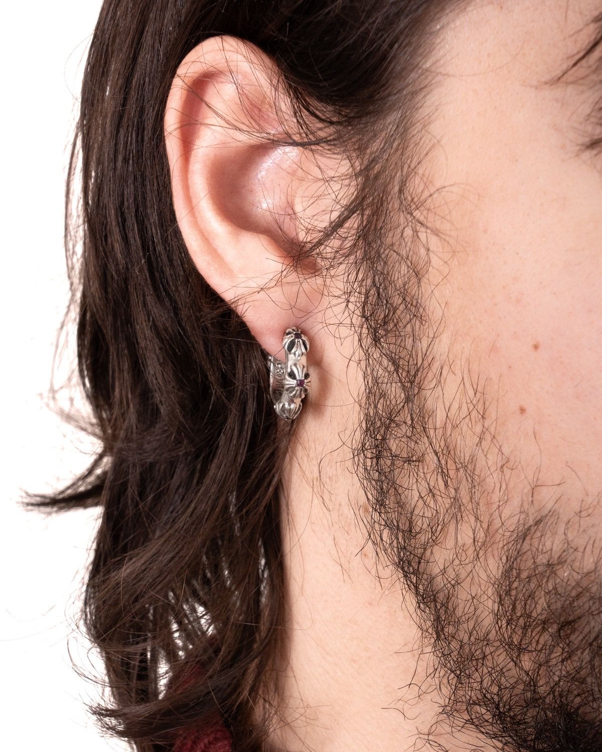 Chrome Hearts Chrome Hearts Pink Sapphire Cross Band Hoop Earring Size ONE SIZE - 11 Thumbnail