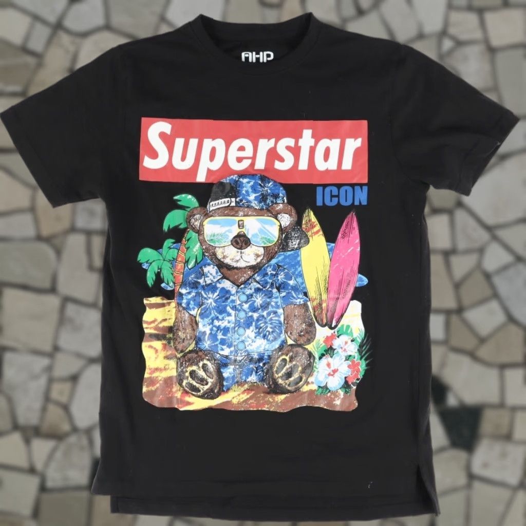 Vintage Another Hype Piece Black Men's L T-Shirt Solid Superstar Icon Bear Size US L / EU 52-54 / 3 - 1 Thumbnail