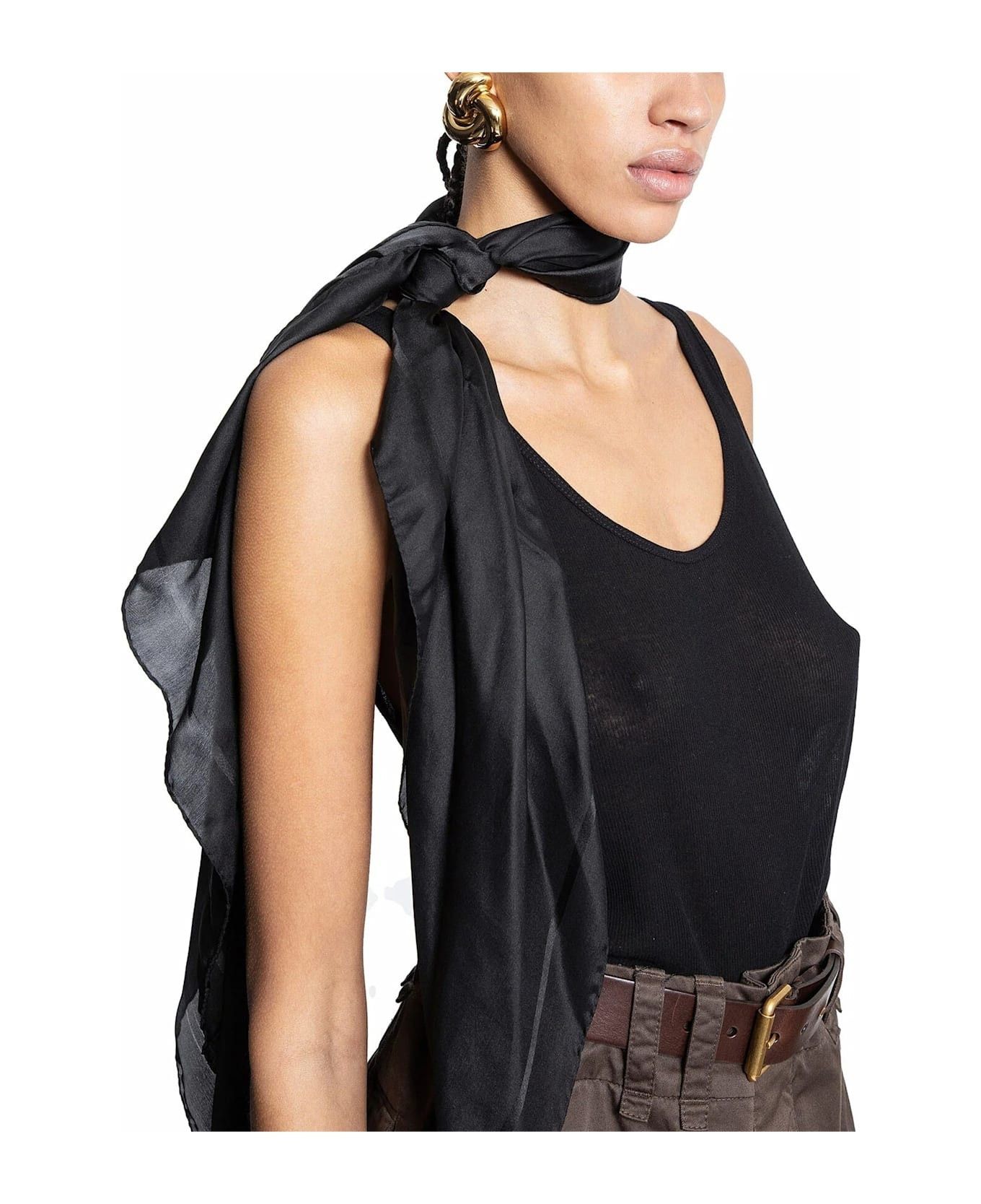 Saint Laurent Paris oc11z0126 785103 Size: OS / Grand Carre Scarve in Black Size ONE SIZE - 4 Thumbnail