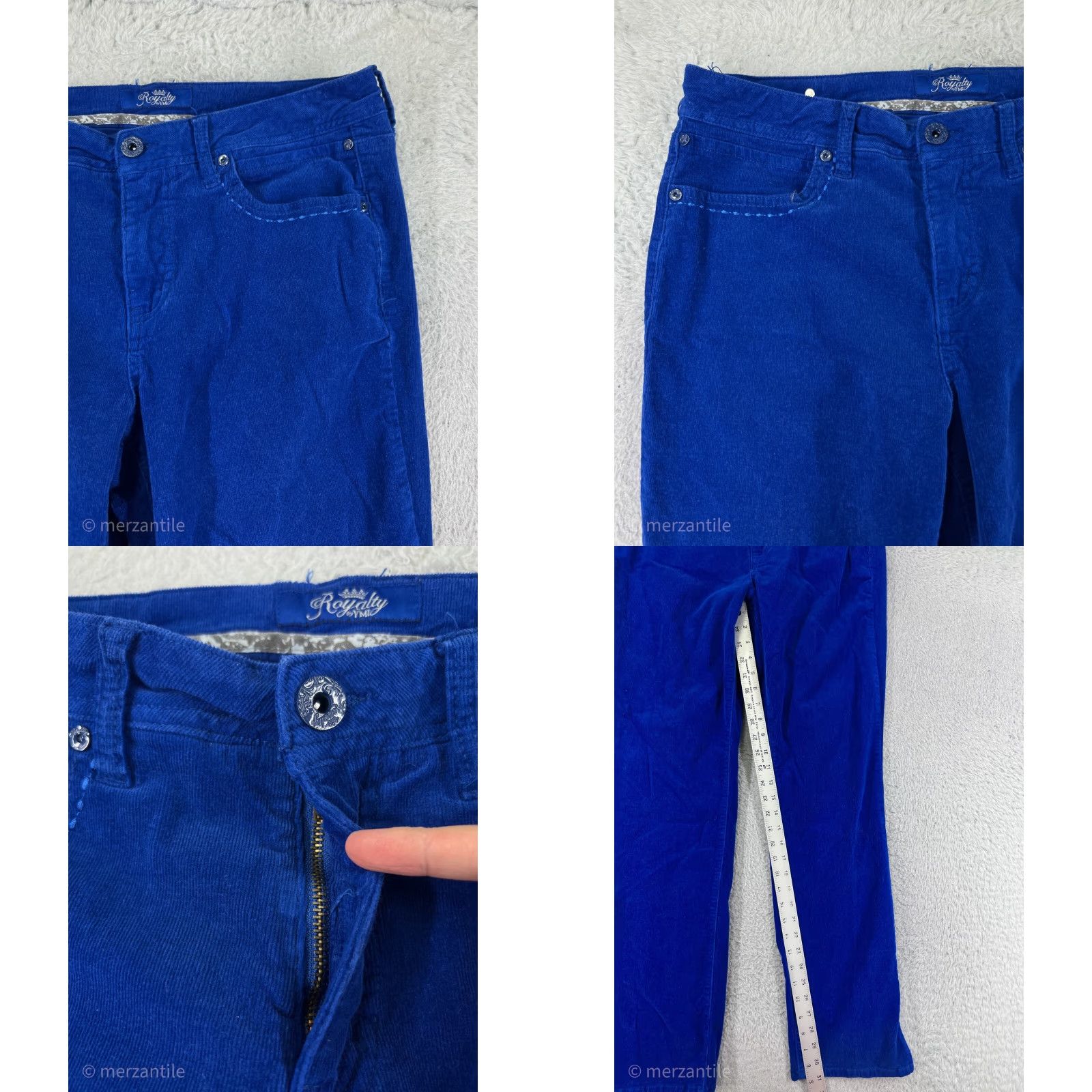 Vintage YMI Pants Womens 14 Blue Corduroy Cotton Blend Straight Leg Fleur De Lis Shirt Size 30" / US 8 / IT 44 - 8 Thumbnail