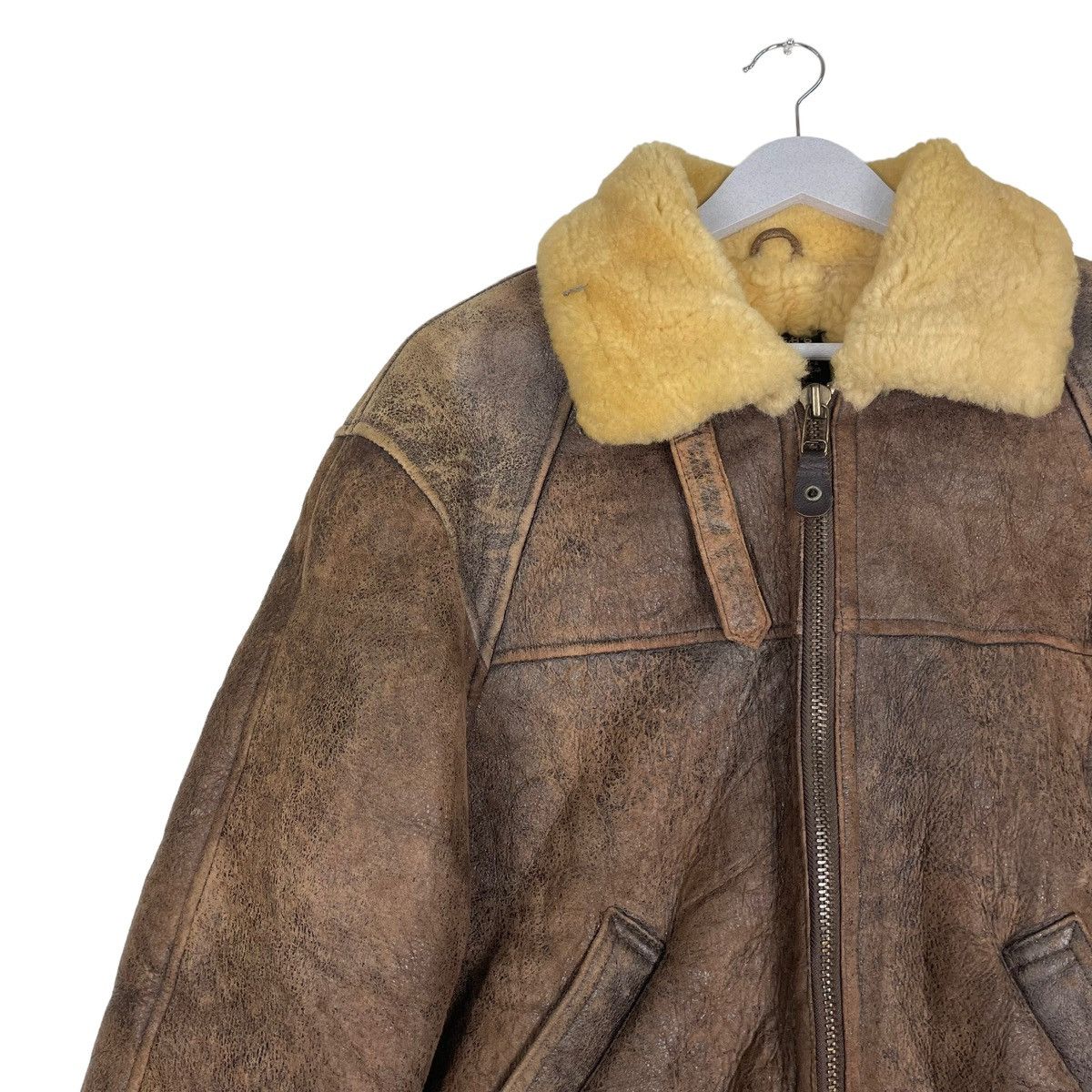 Leather × Vintage 💥VINTAGE FEDELESS MILITARY SHEARLING B3 SHEEPSKIN JACKET Size US M / EU 48-50 / 2 - 6 Thumbnail