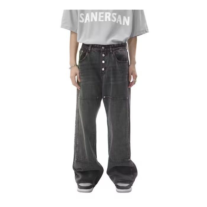 image of Gray Stacked Gray Denim Jeans in Grey, Men's (Size 32)