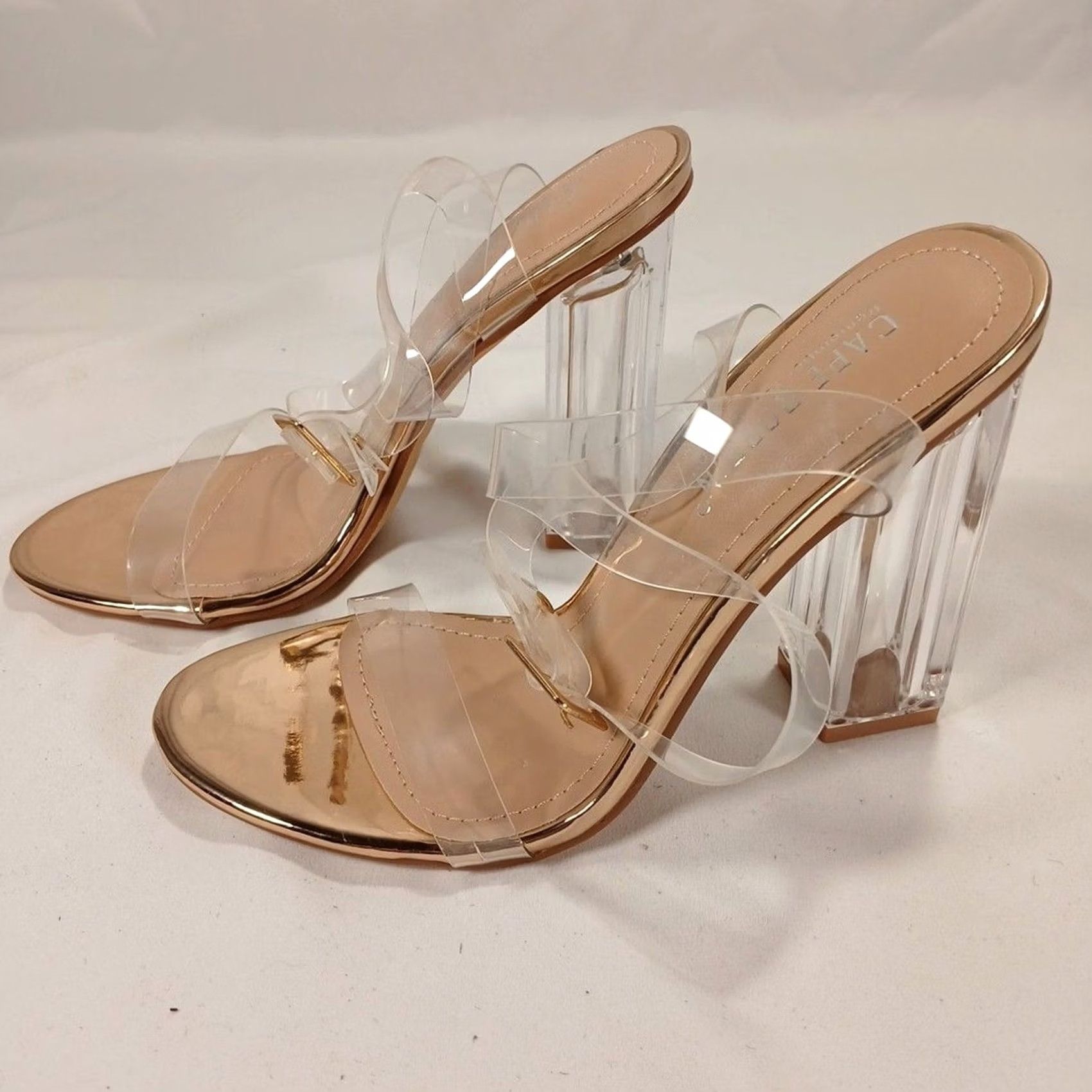Vintage Cape Robbin Maria-2 Women’s Rose Gold Clear Strap Heeled Sandals Size 5.5 Sandal Womens Rose Gold Stiletto Casual Birthday Cushioned UV? Size US 6 / IT 36 - 2 Thumbnail
