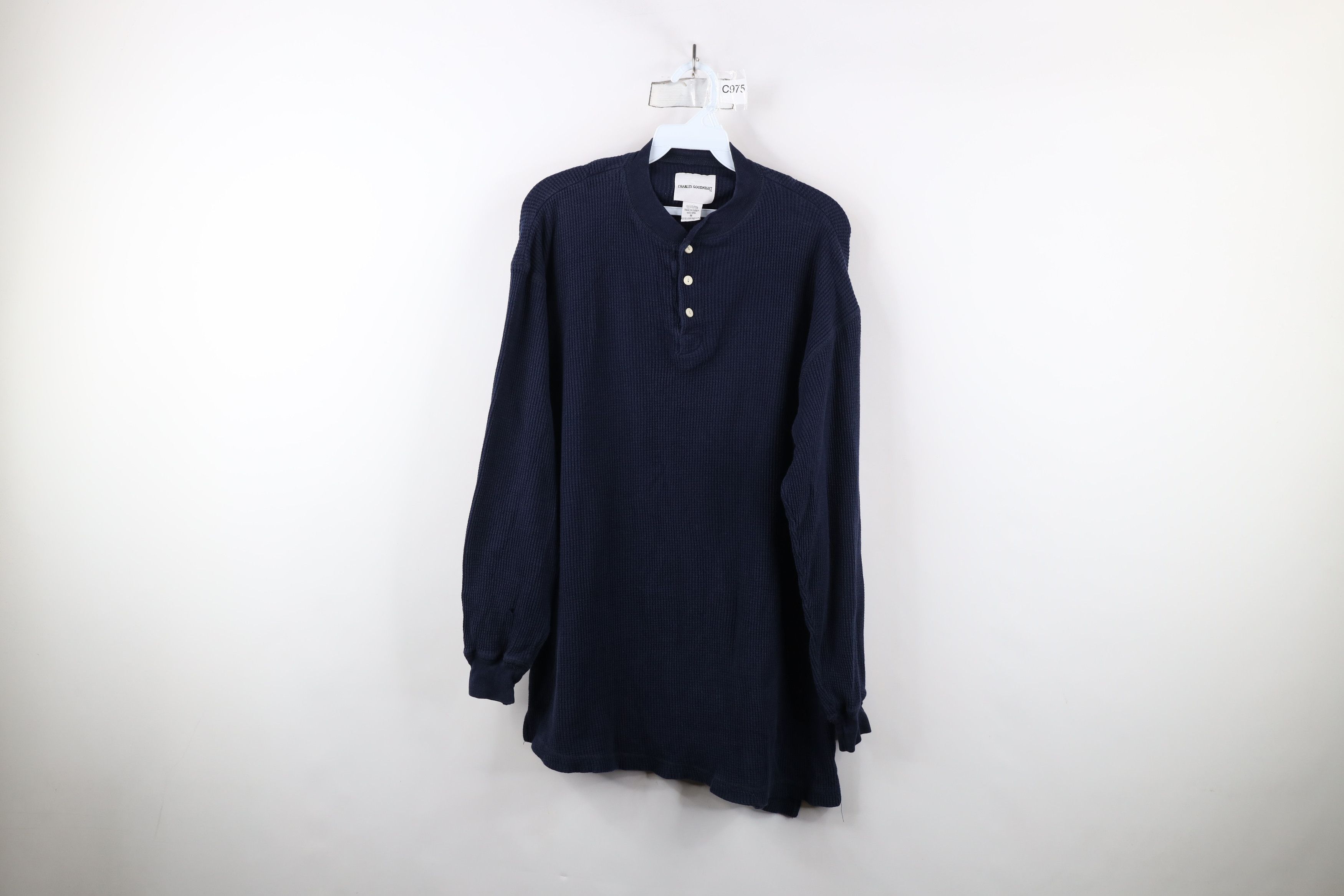 Vintage Vintage 90s Streetwear Thermal Waffle Knit Henley T-Shirt Size US M / EU 48-50 / 2 - 1 Thumbnail