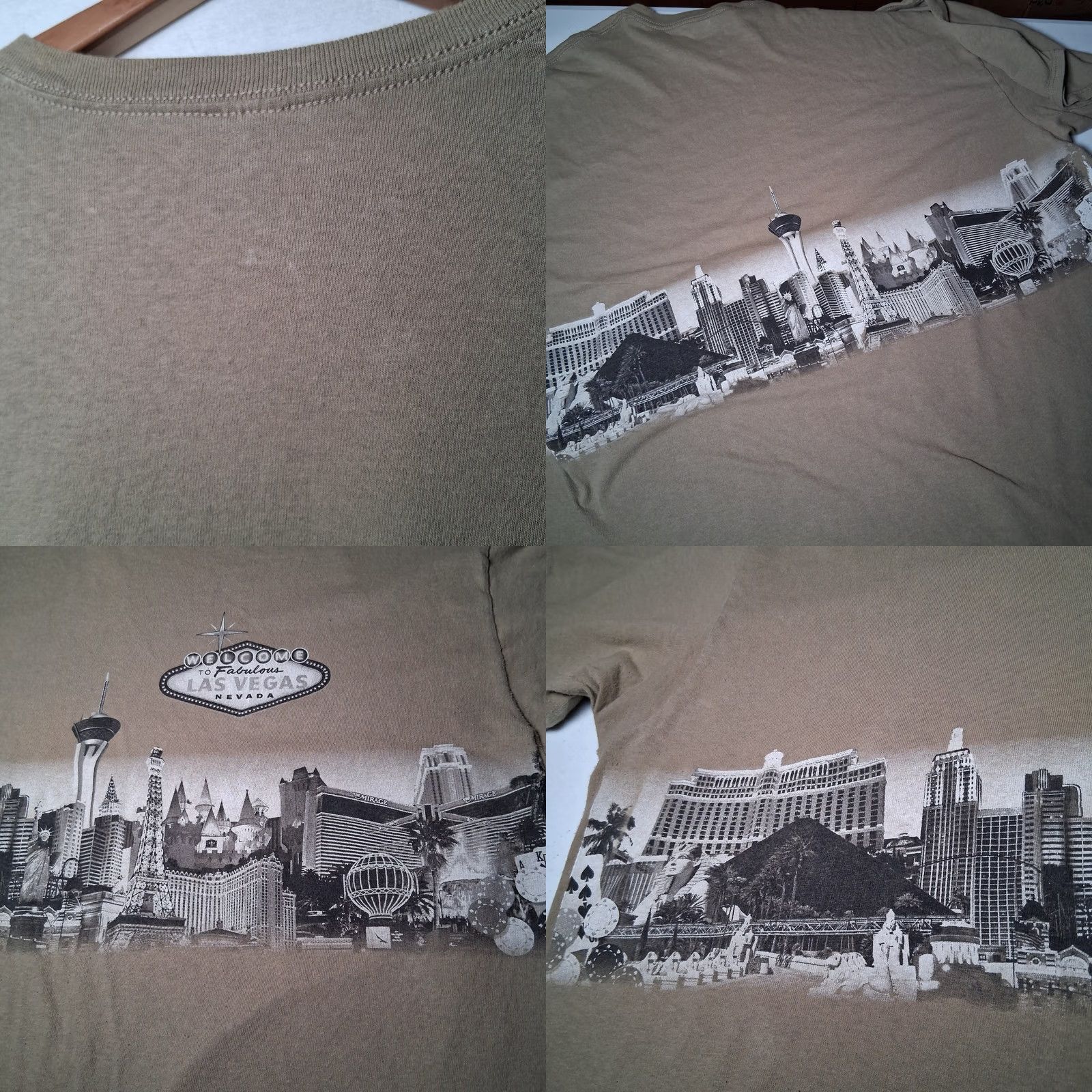 Delta Las Vegas Nevada Shirt Men 2XL Tan Beige Wrap Around Graphic Casino The Strip Skyline 90s Travel Las Vegas Mens T-Shirt Size US XXL / EU 58 / 5 - 8 Thumbnail