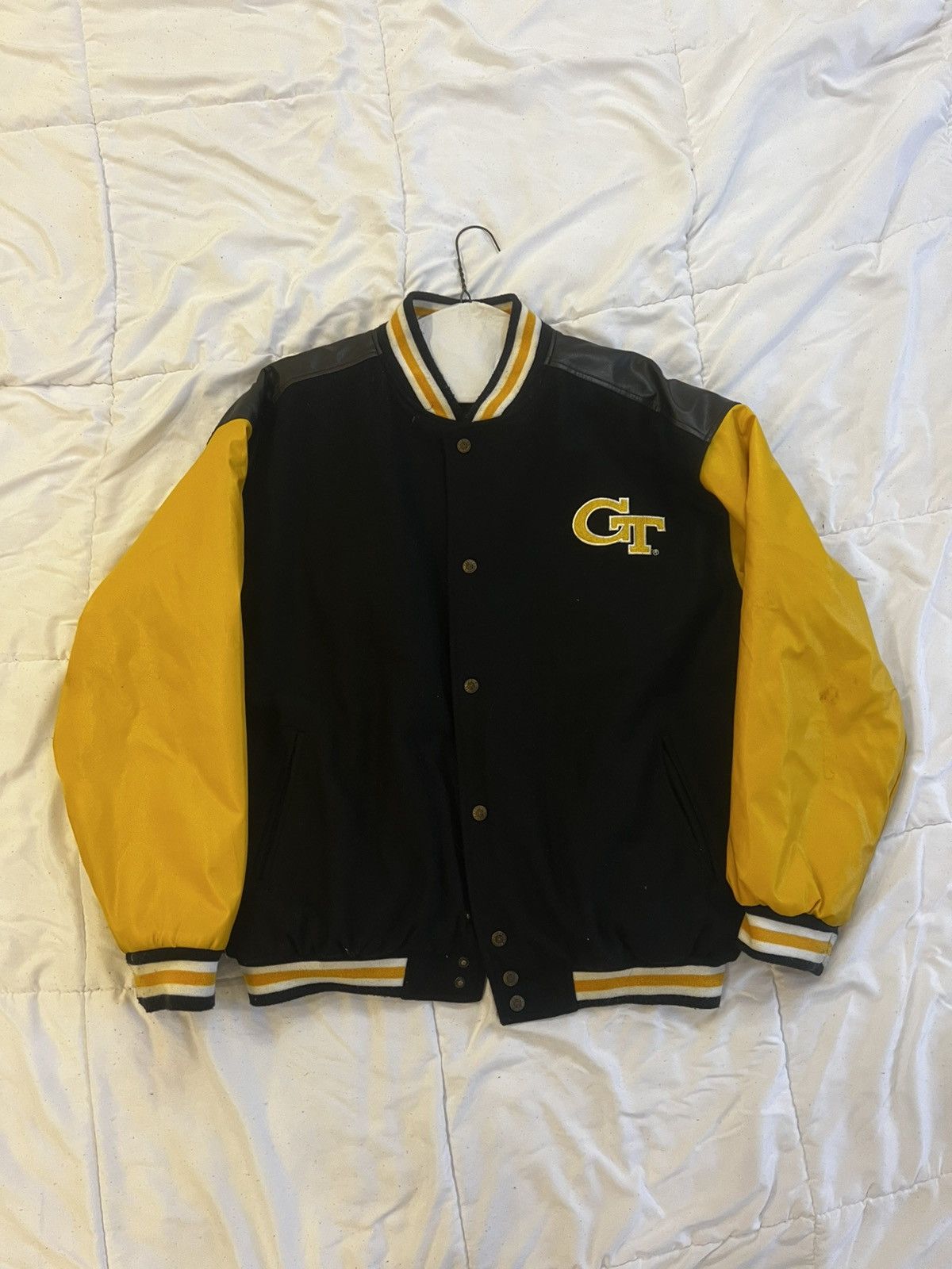 Steve And Barrys Georgia Tech University Steve & Barry Leather Bomber Jacket Size US L / EU 52-54 / 3 - 7 Thumbnail