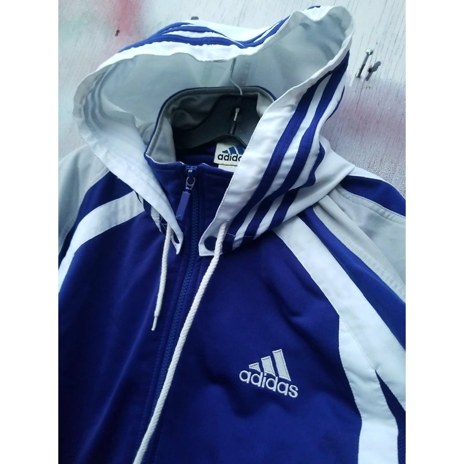 Adidas Vtg adidas Colorblock Sweatshirt Hoodie Track Suit Warm Up RETRO Jacket M aqua blue white blue Short Sleeve Buttoned Sleeves Hip Hop Mens Size US M / EU 48-50 / 2 - 2 Thumbnail