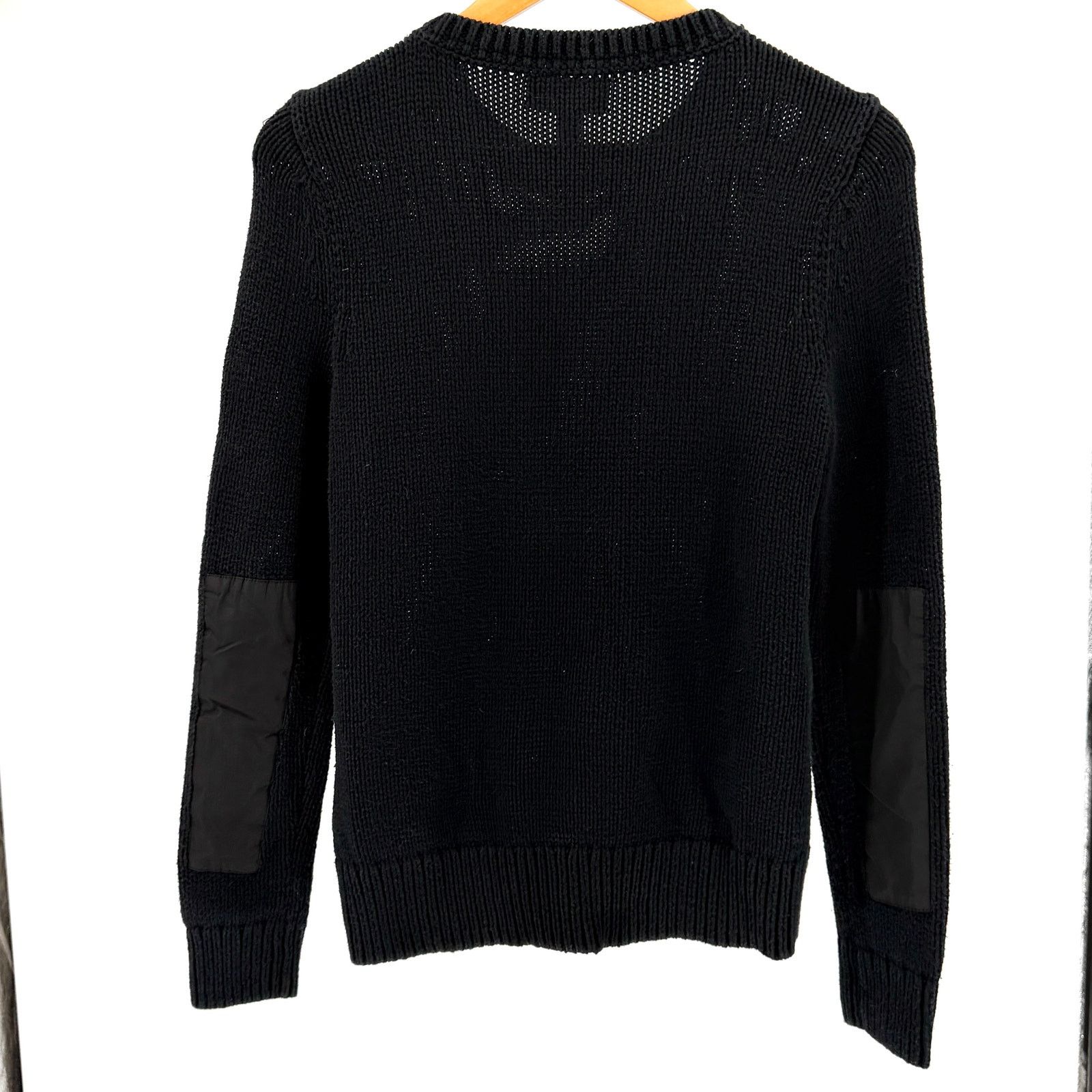 Ralph Lauren Black 100% Cotton Shoulder Zip Elbow Patch Sweater Size M / US 6-8 / IT 42-44 - 5 Thumbnail