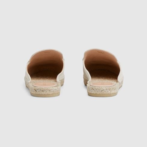 Gucci oc11z0126 Women's Espadrille Mules With Horsebit in Ivory Size US 9.5 / IT 39.5 - 4 Thumbnail