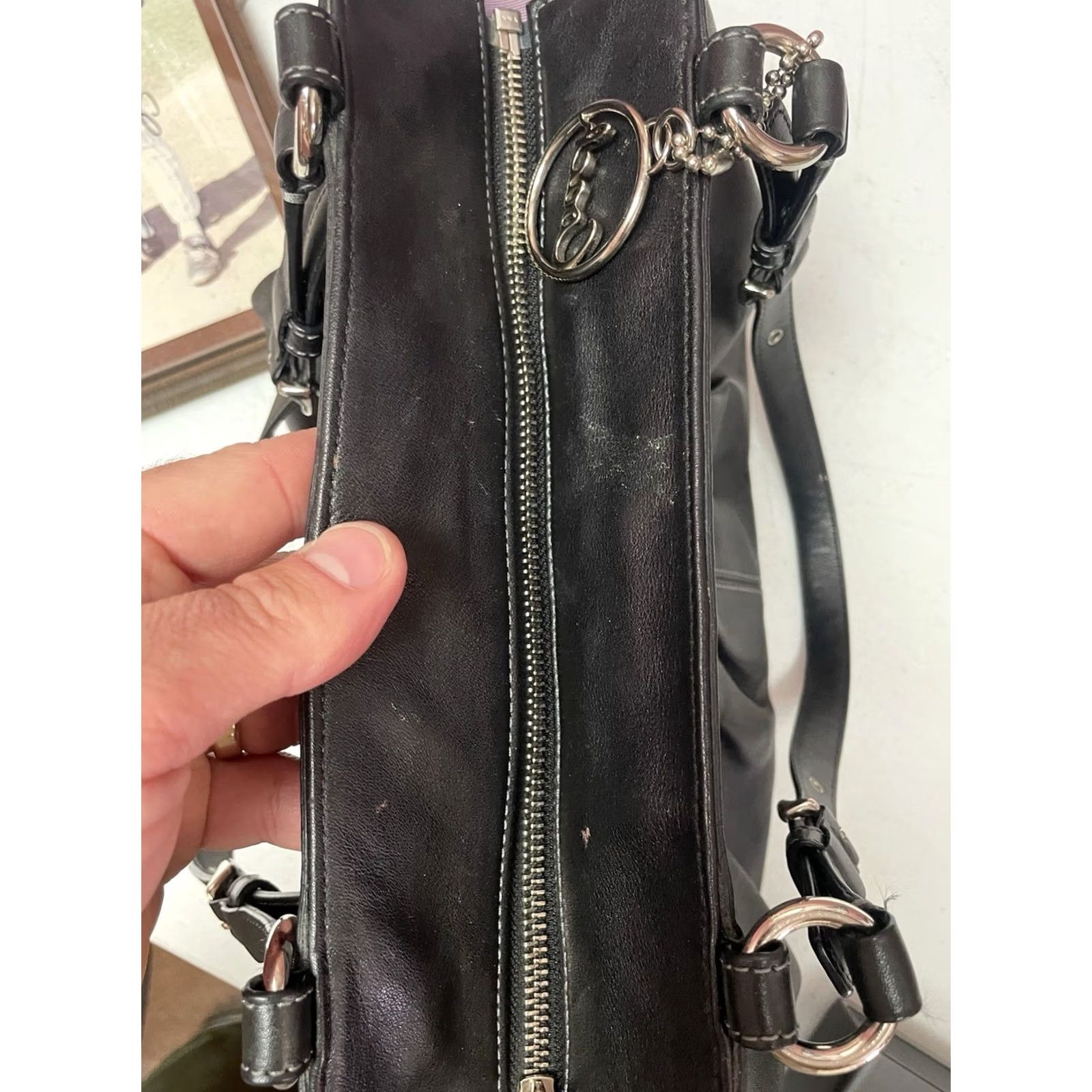Coach Coach Ashley Pleated Leather Shoulder Tote Women Large Black Handbag F13759 Size ONE SIZE - 7 Thumbnail