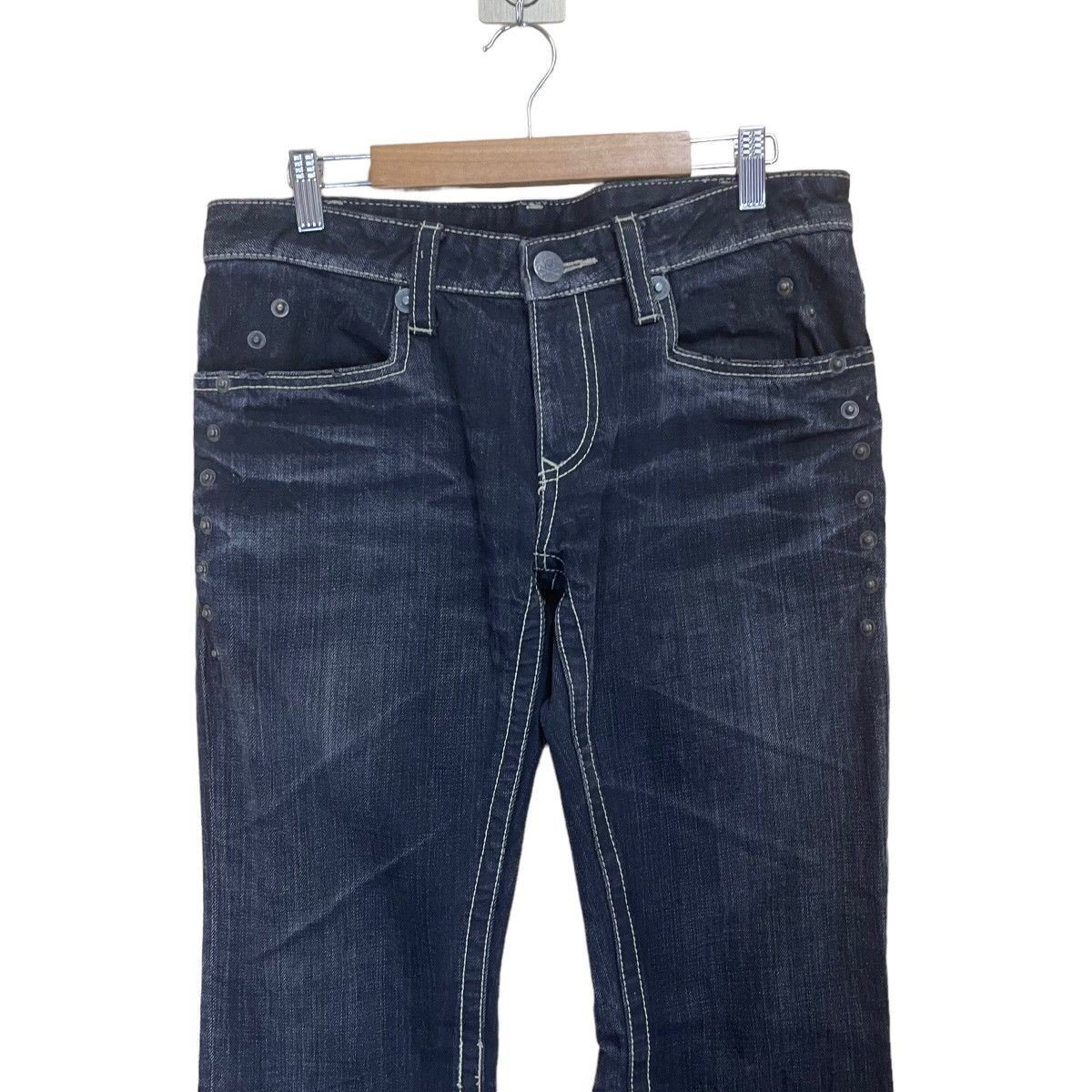 If Six Was Nine Hideaway Nicole Synthetic Leather Lowrise Bootcut Jeans Size US 32 / EU 48 - 2 Thumbnail