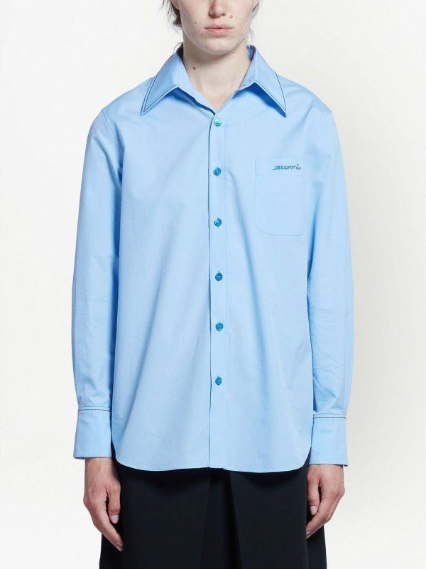 Marni o1y1125 Solid Color Shirt in Light Blue Size XS / US 0-2 / IT 36-38 - 4 Thumbnail