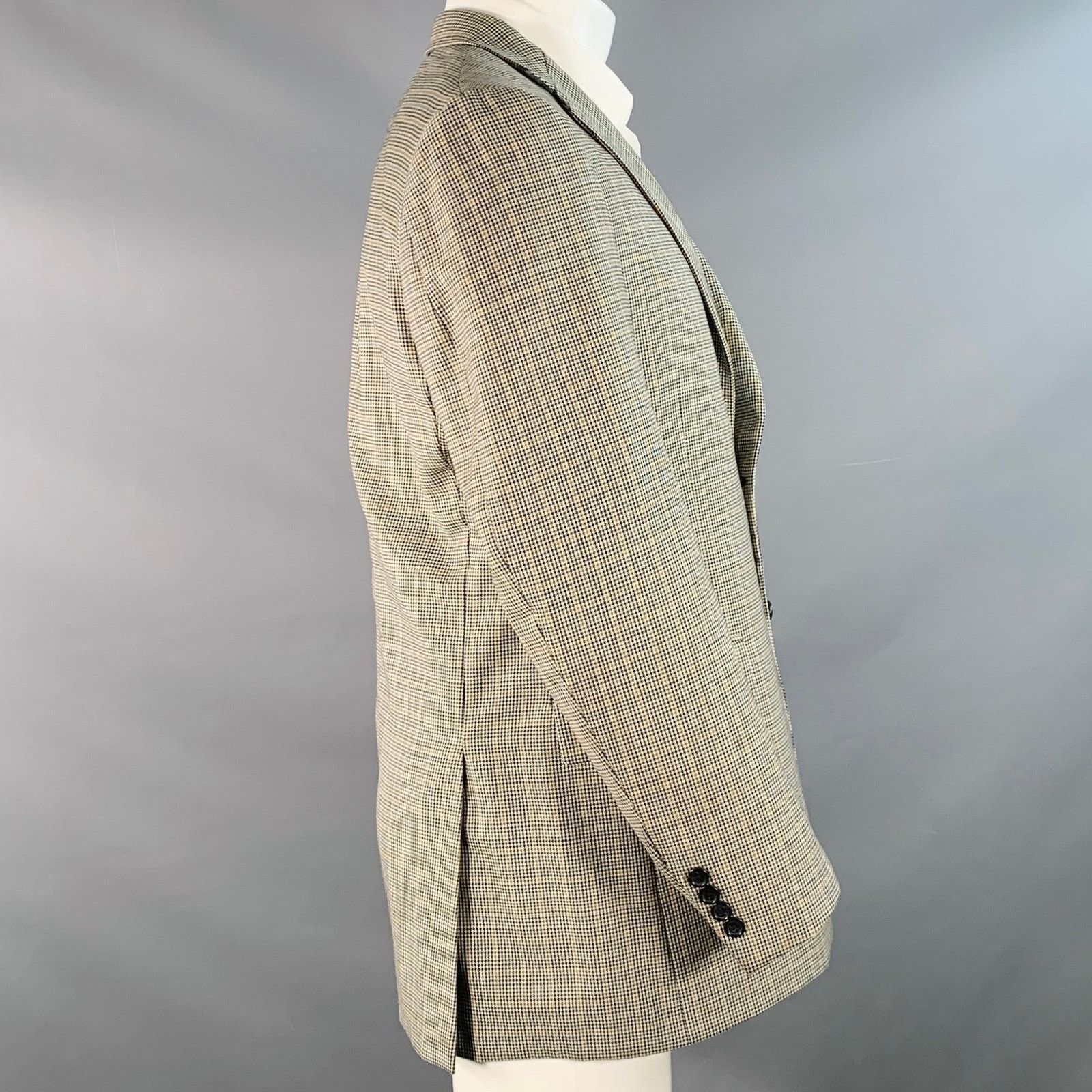 Burberry Size 38 Black Beige White Houndstooth Wool Sport Coat Size 38R - 3 Thumbnail