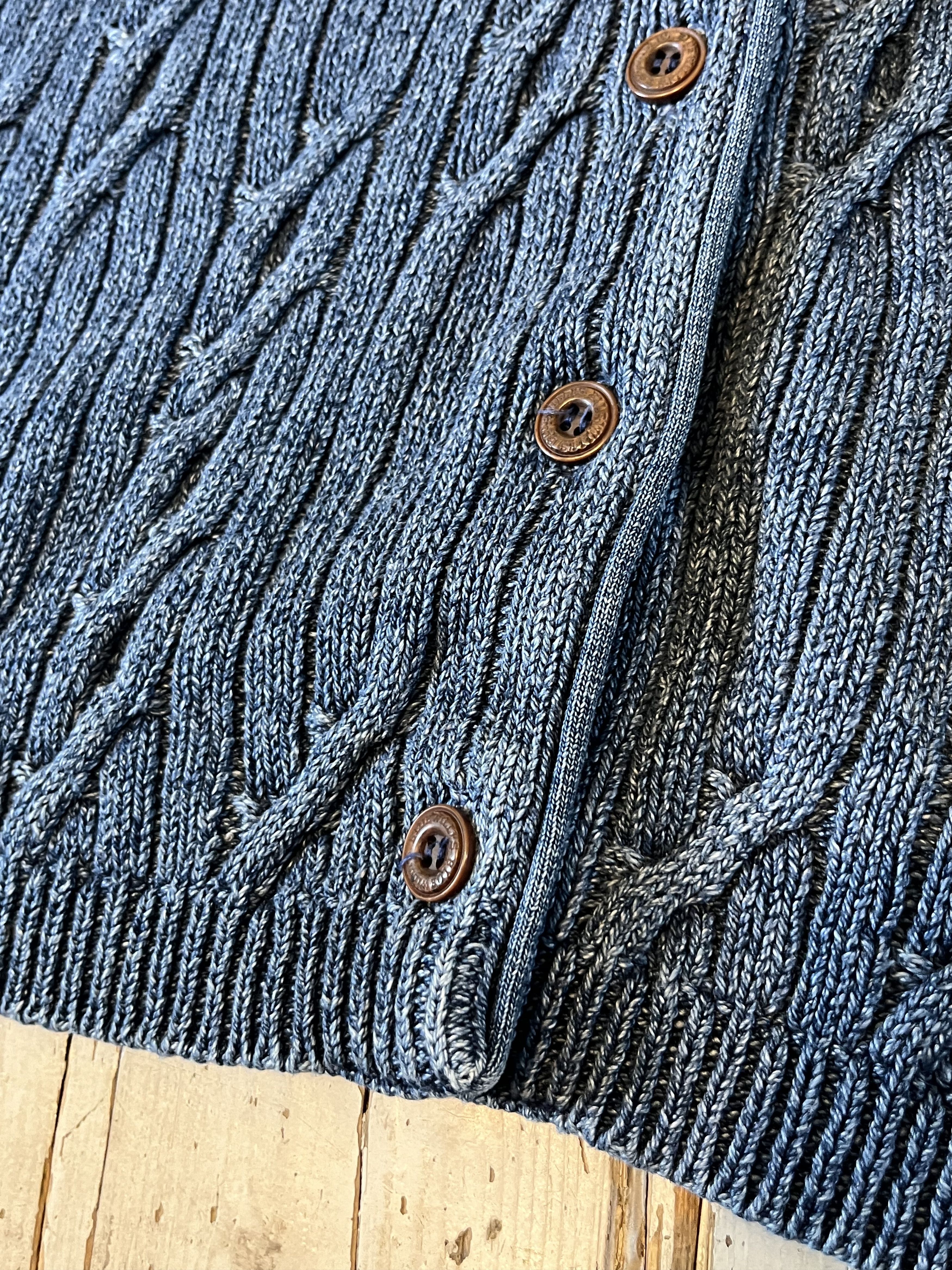 Aran Isles Knitwear × Vintage 90s Blue Willis Fisherman Chunky Knit Cardigan Size US M / EU 48-50 / 2 - 5 Thumbnail