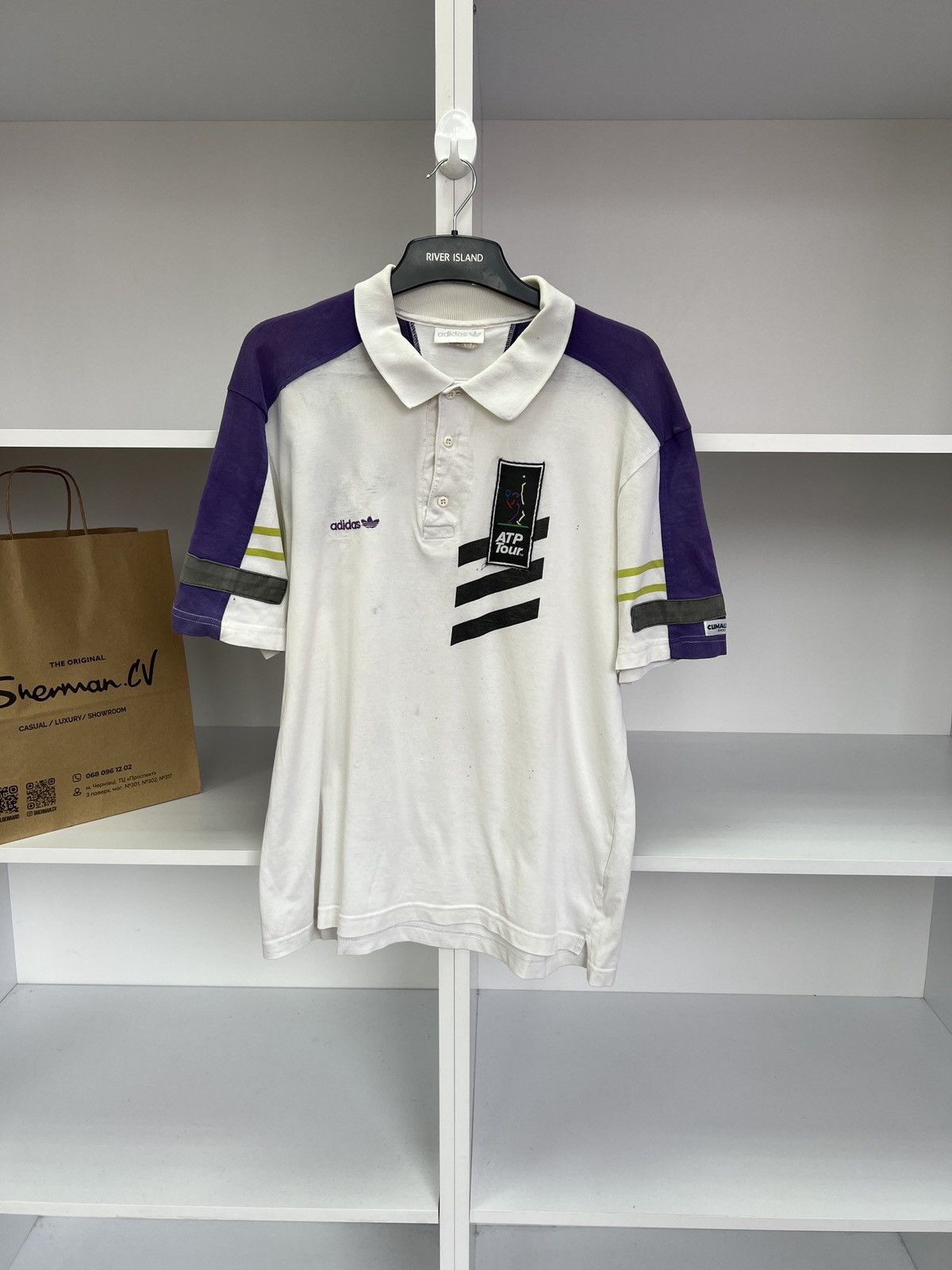 Adidas × Vintage Vintage Adidas 90s ATP Tour Polo T-shirt Size US M / EU 48-50 / 2 - 2 Thumbnail