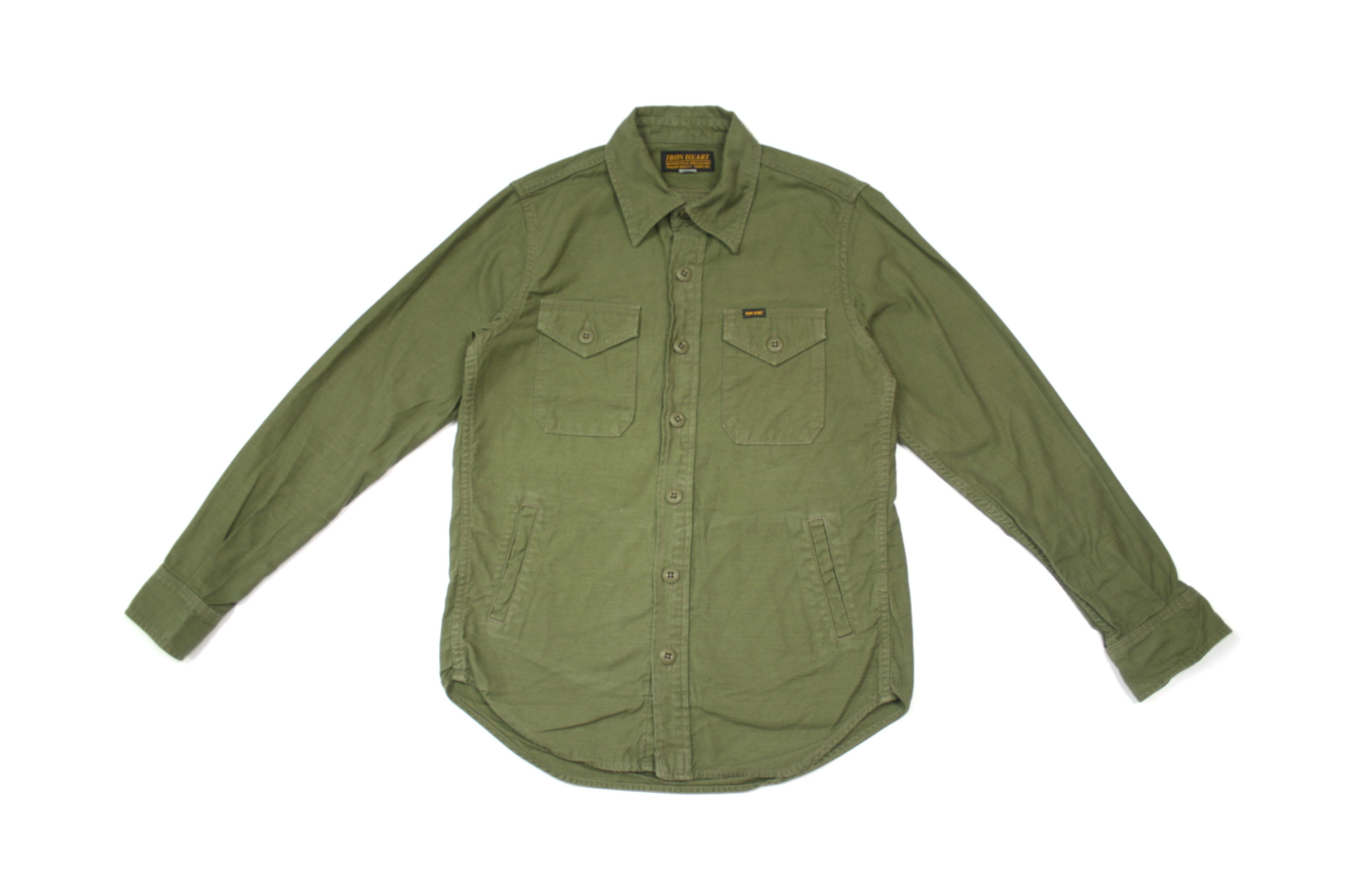 Iron Heart IHSH-328-GRN - 7oz Back Satin Military CPO Shirt Green Size US S / EU 44-46 / 1 - 1 Thumbnail