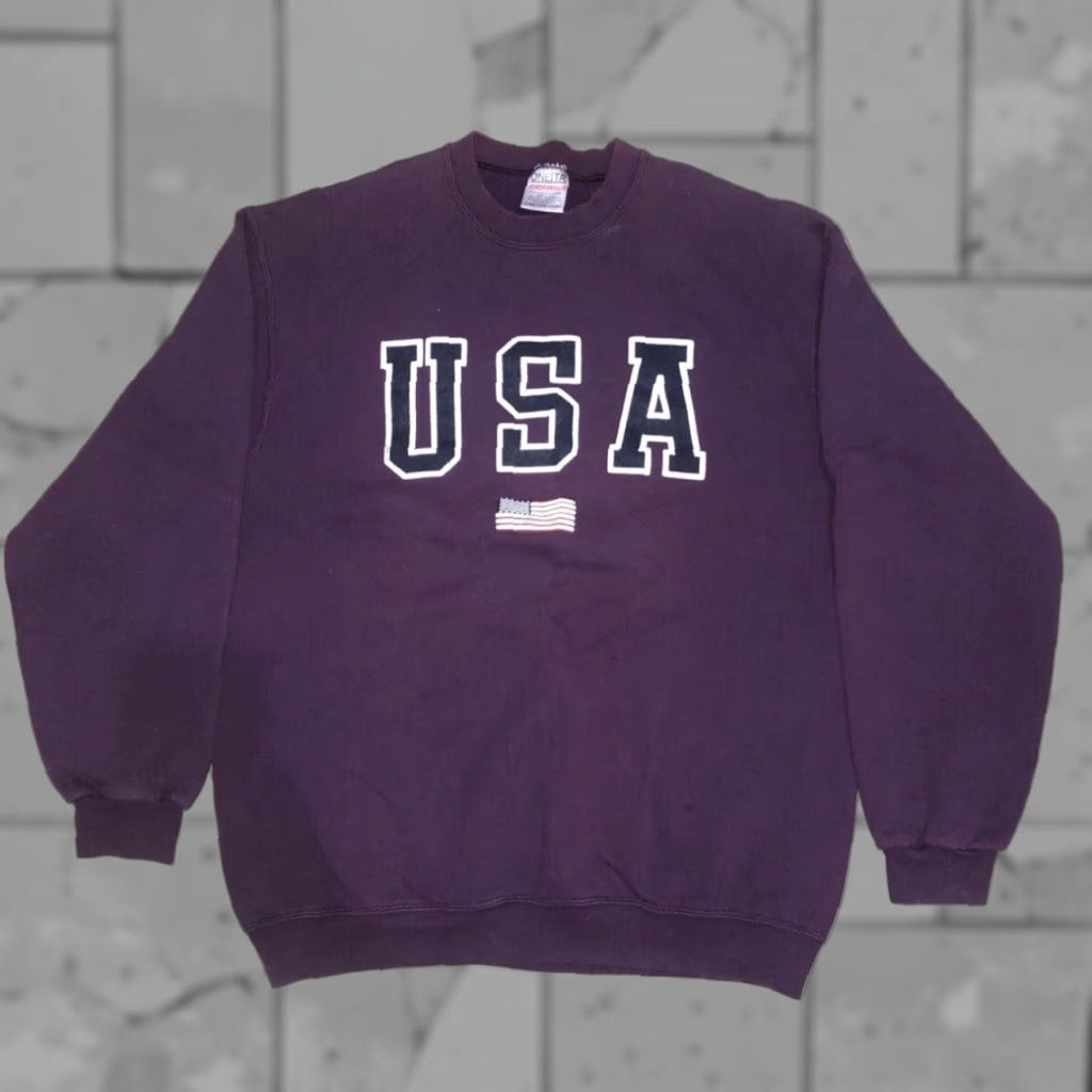 Vintage VINTAGE Oneita MADE IN USA Pullover Sweatshirt Mens XL Maroon USA Size US XL / EU 56 / 4 - 1 Thumbnail