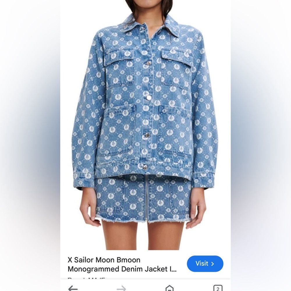 Maje Rare Maje X Sailor Moon Bmoon Monogram Denim Jacket Size 40 Size L / US 10 / IT 46 - 2 Thumbnail