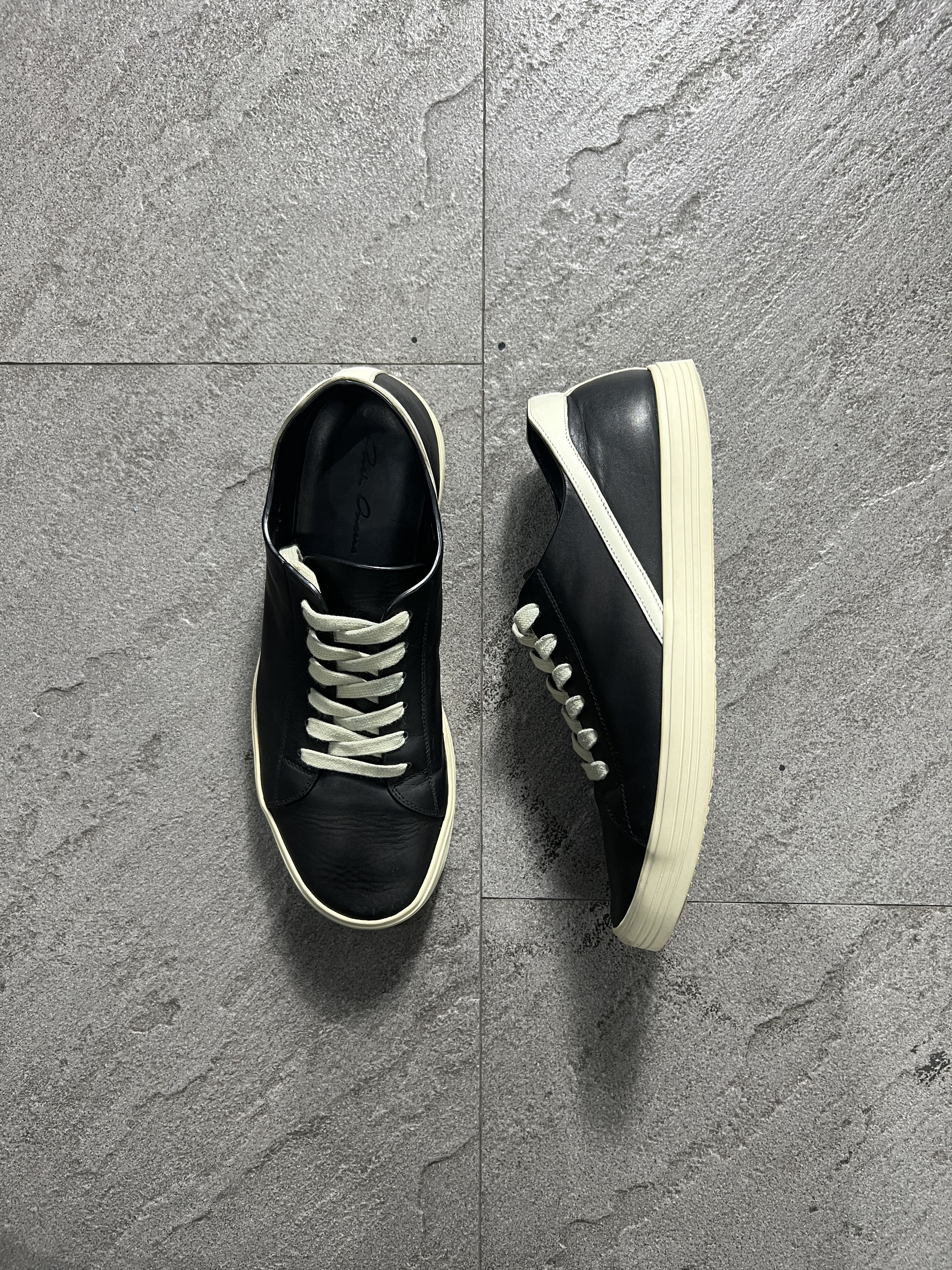 Rick Owens Rick Owens Low Sneakers Black Leather Milk Sole EU43 Size US 10 / EU 43 - 1 Thumbnail