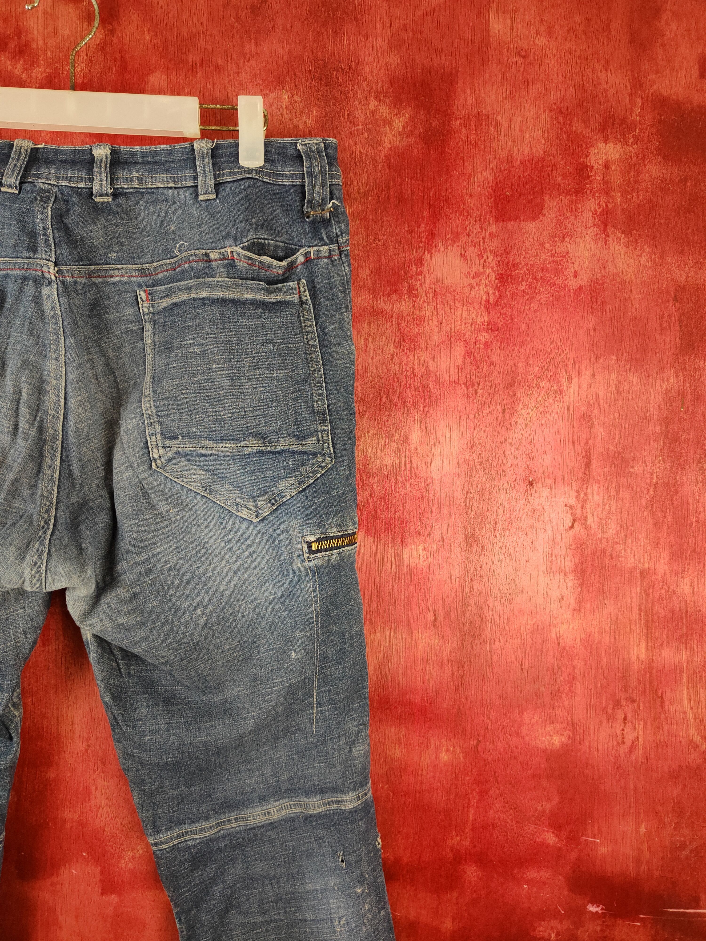 Japanese Brand FieldCore Blue Distressed Ripped Stretch Jeans #S2125 Size US 34 / EU 50 - 12 Thumbnail