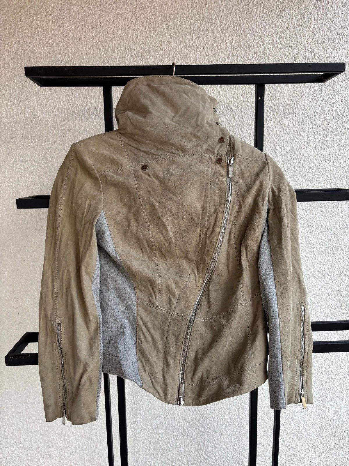 Yohji Yamamoto 00s Archive Assymetrical Rick Owens Vibe! Suede Jacket Size S / US 4 / IT 40 - 3 Thumbnail