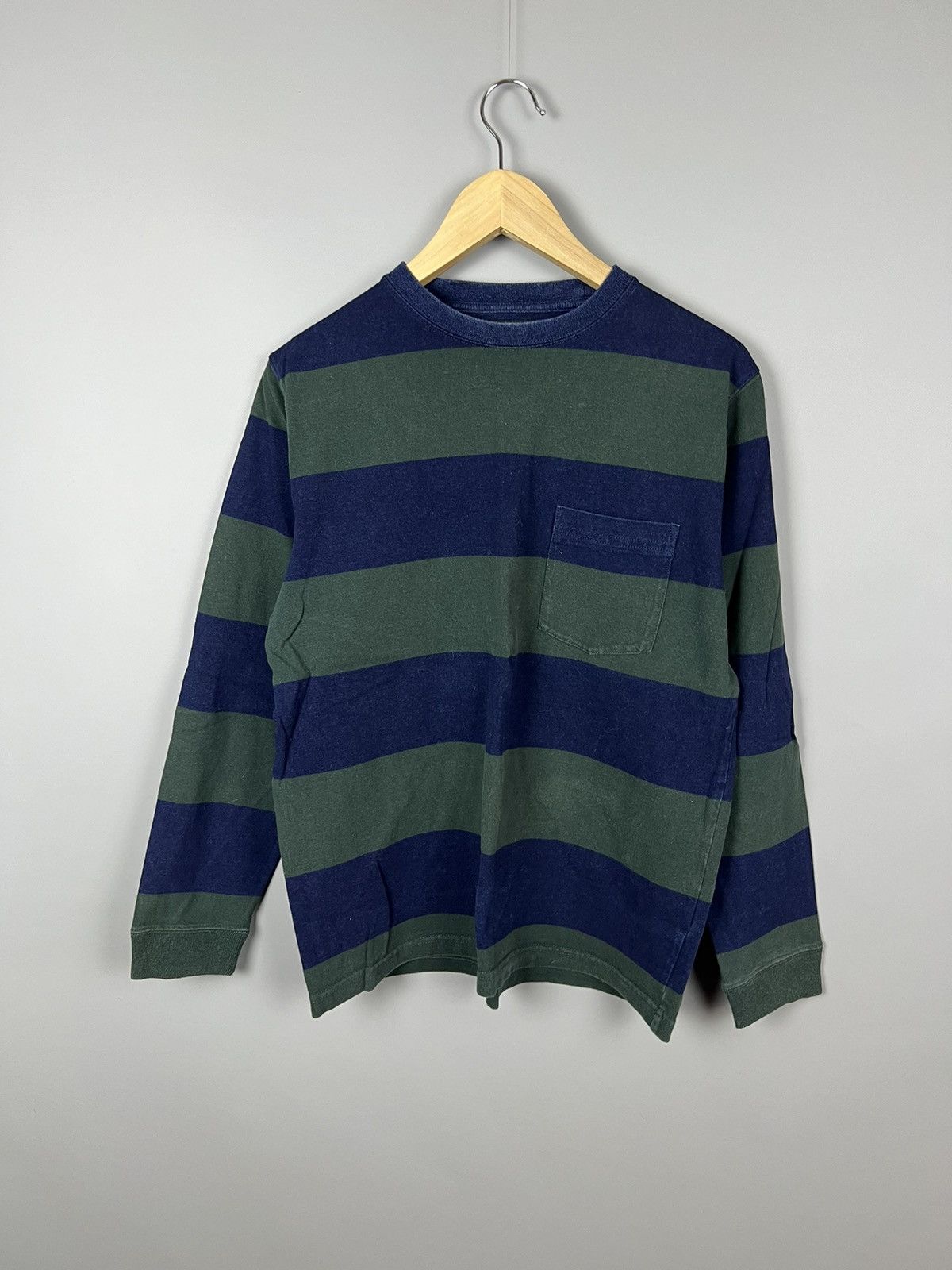 Beams Japan Beams+ Stripe blue green cotton Long Sleeve Rare Size US M / EU 48-50 / 2 - 1 Thumbnail