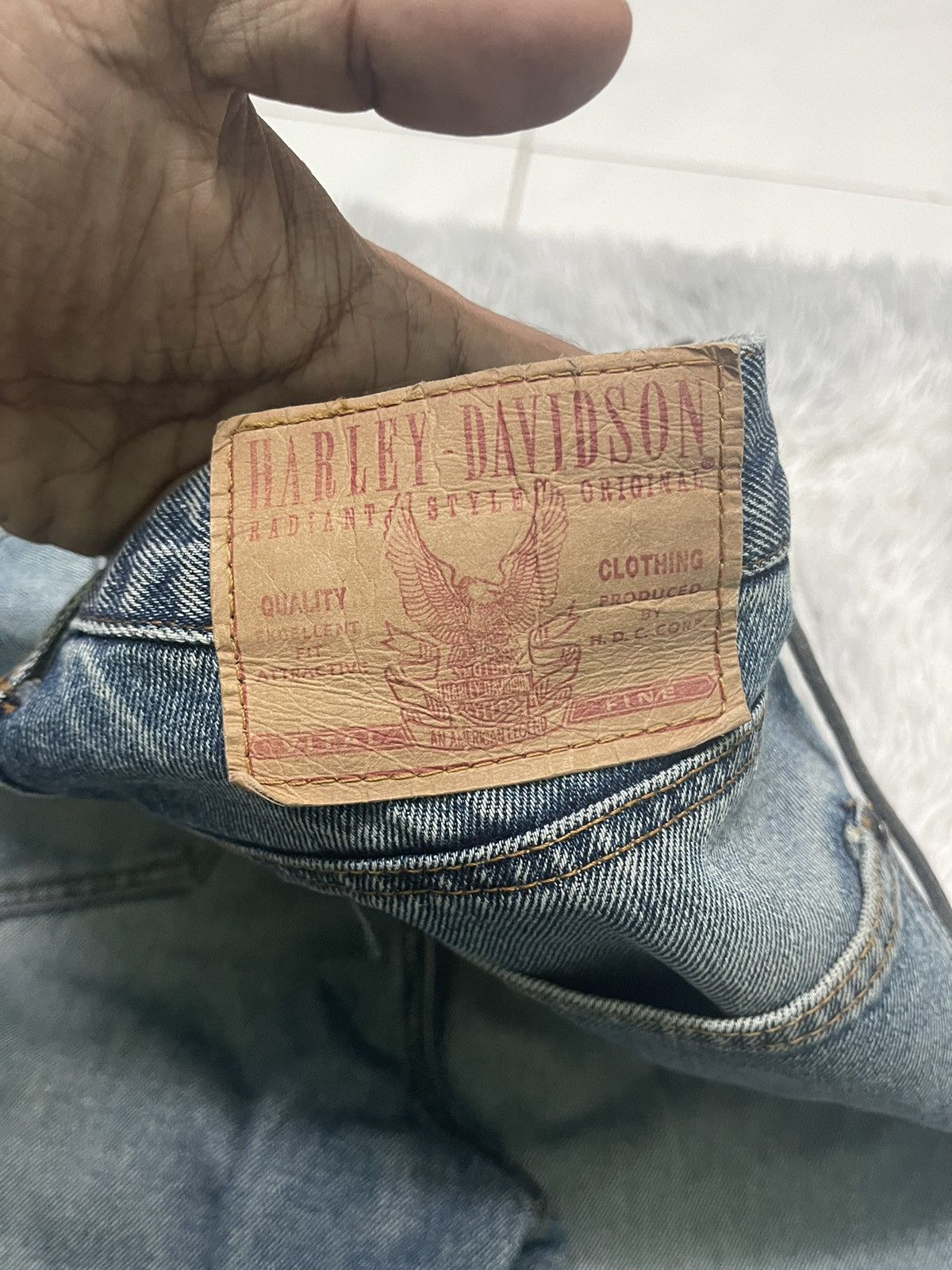 Harley Davidson 90s HARLEY DAVIDSON DENIM JEANS RARE DESIGN Size US 32 / EU 48 - 21 Thumbnail