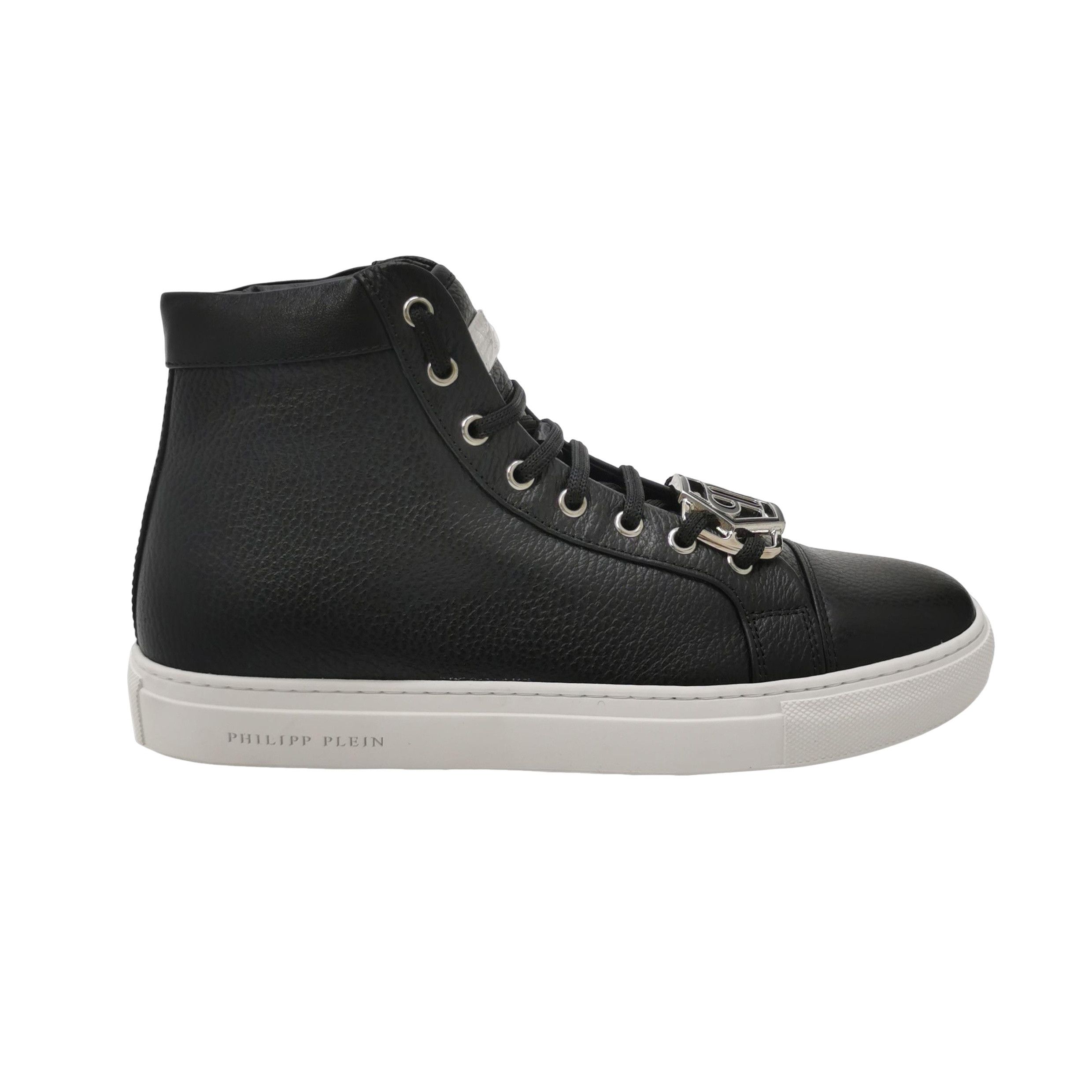 Philipp Plein Philipp Plein Logo Grained Leather High-Top Sneakers 40.5 Size US 7 / EU 40 - 1 Thumbnail