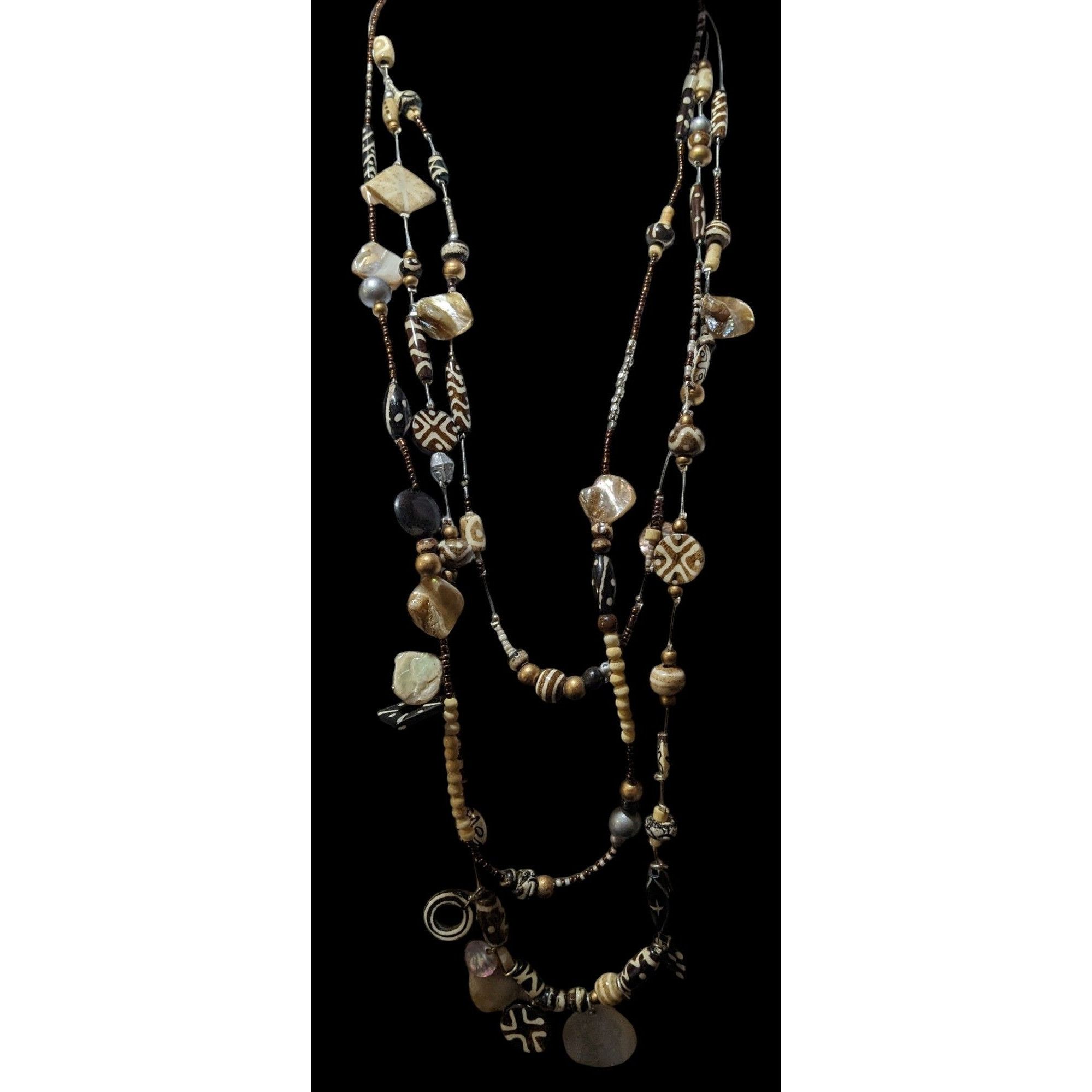 Chicos Chico's Multilayer Tribal Mixed Media Beaded Necklace Size ONE SIZE - 3 Thumbnail