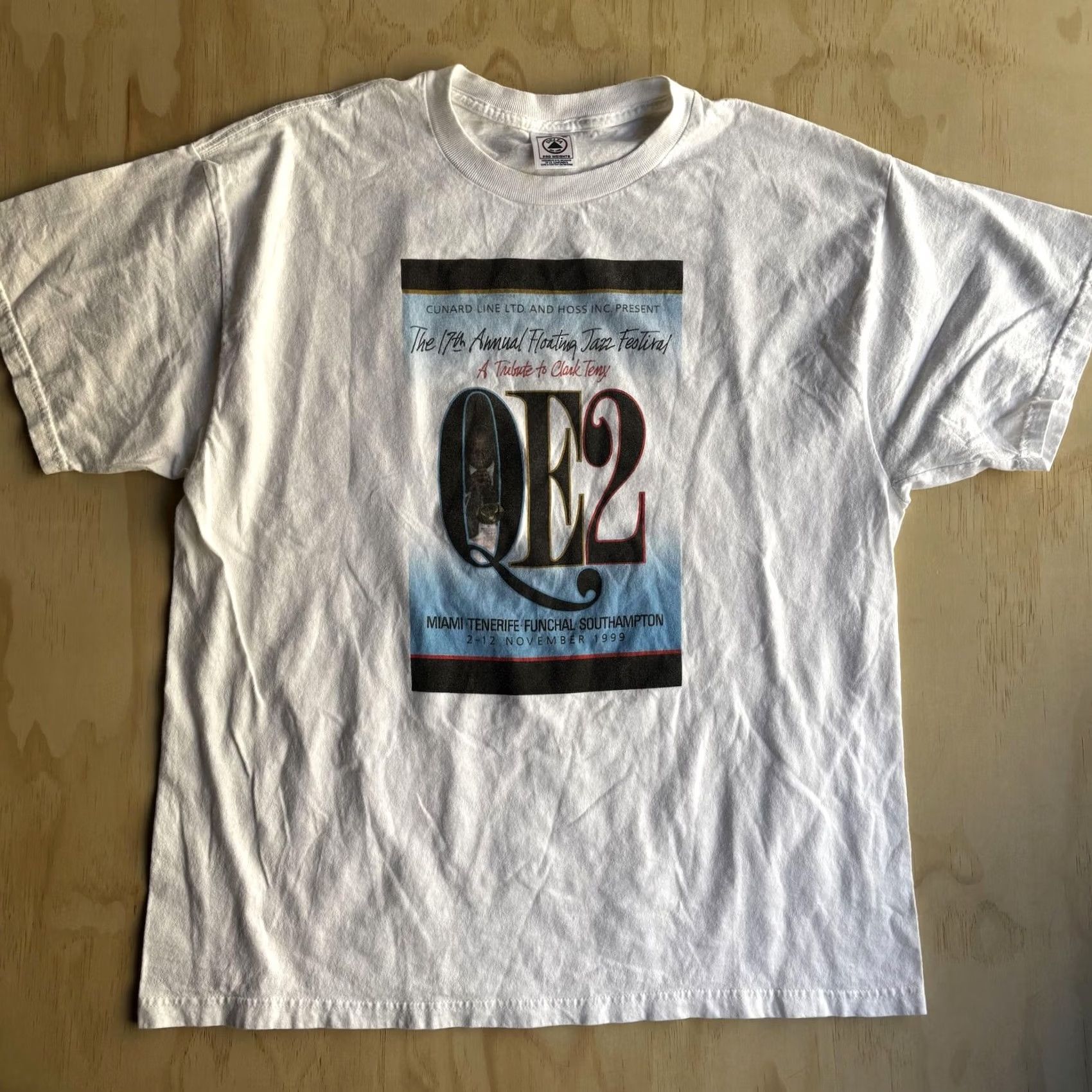 Delta VINTAGE 1999 QE2 JAZZ FESTIVAL Delta Shirt Mens XL White Crew Tee T-Shirt Size US XL / EU 56 / 4 - 2 Thumbnail