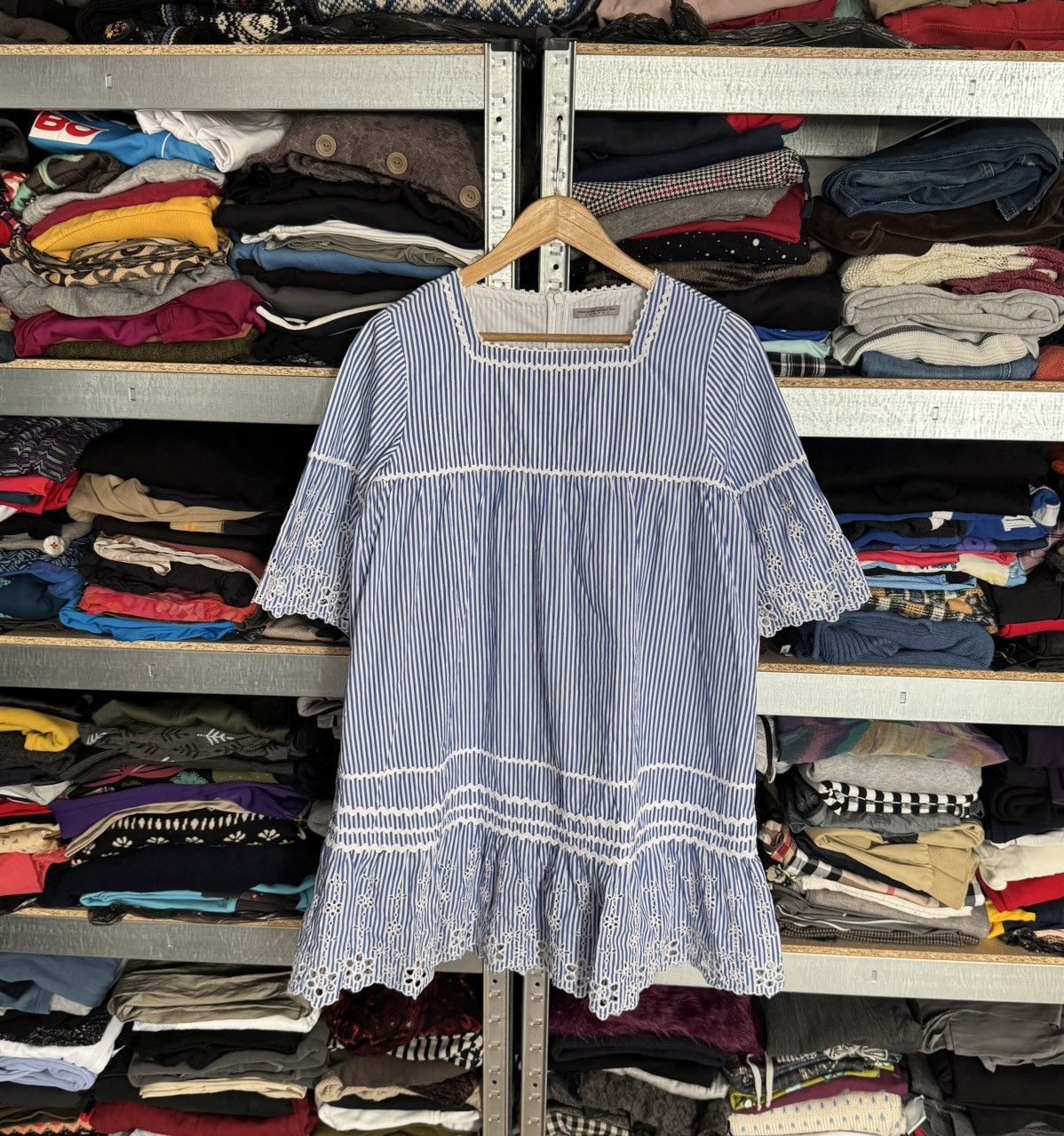 Ermanno Scervino Ermanno Scervino S/size striped dress 👗 blue short sleeve Size S / US 4 / IT 40 - 15 Thumbnail
