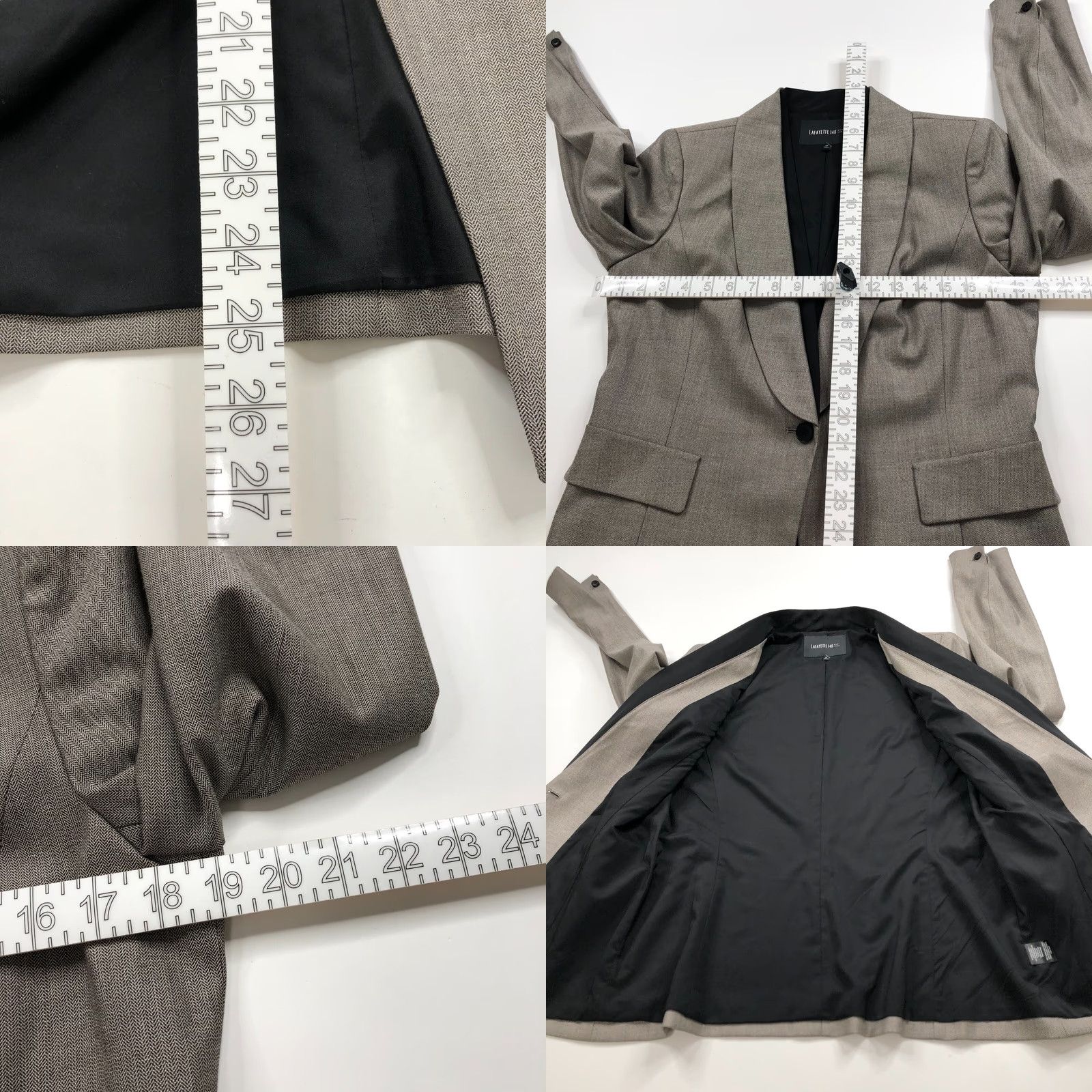 Vintage Lafayette 148 Womens Blazer Jacket Brown Gray Wool Blend Single Button L Jacket Mid-Length Solid Buttoned Blazer Womens Size L / US 10 / IT 46 - 9 Thumbnail