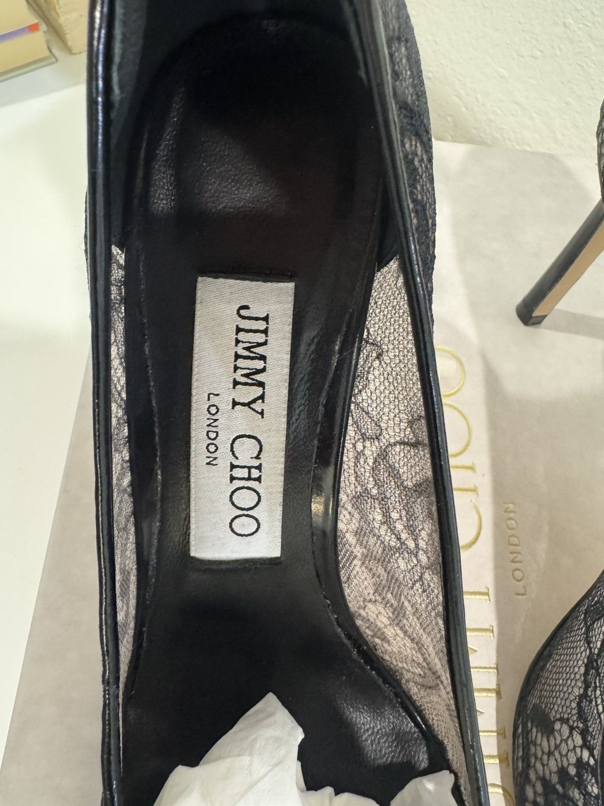 Jimmy Choo Black Jimmy Choo Lace Pumps Size US 7.5 / IT 37.5 - 4 Thumbnail