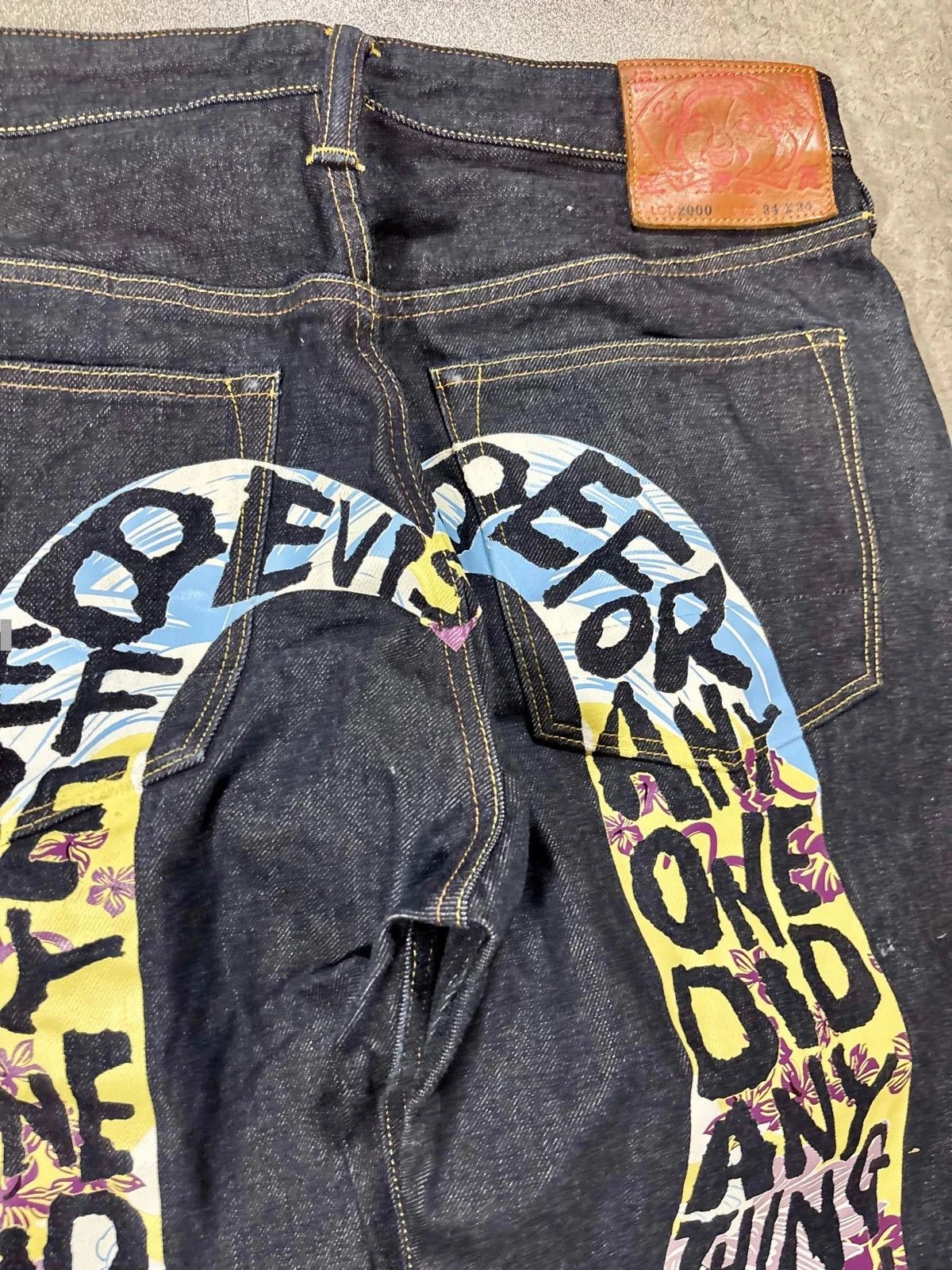 Japanese Brand Evisu daicock baggy jean blue print Size US 34 / EU 50 - 2 Thumbnail