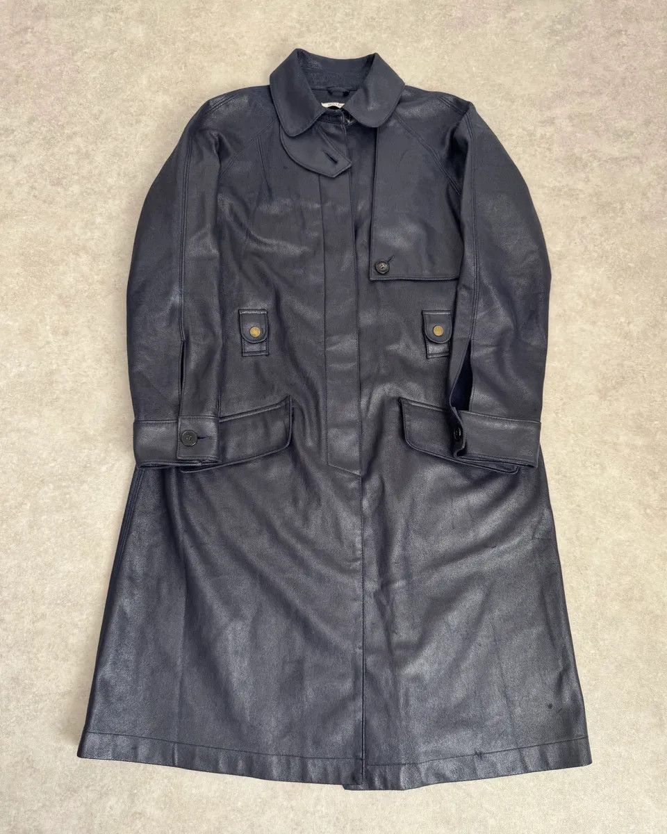 Balmain Balmain Navy Imperial Faux Leather Trench Coat Size US S / EU 44-46 / 1 - 1 Thumbnail