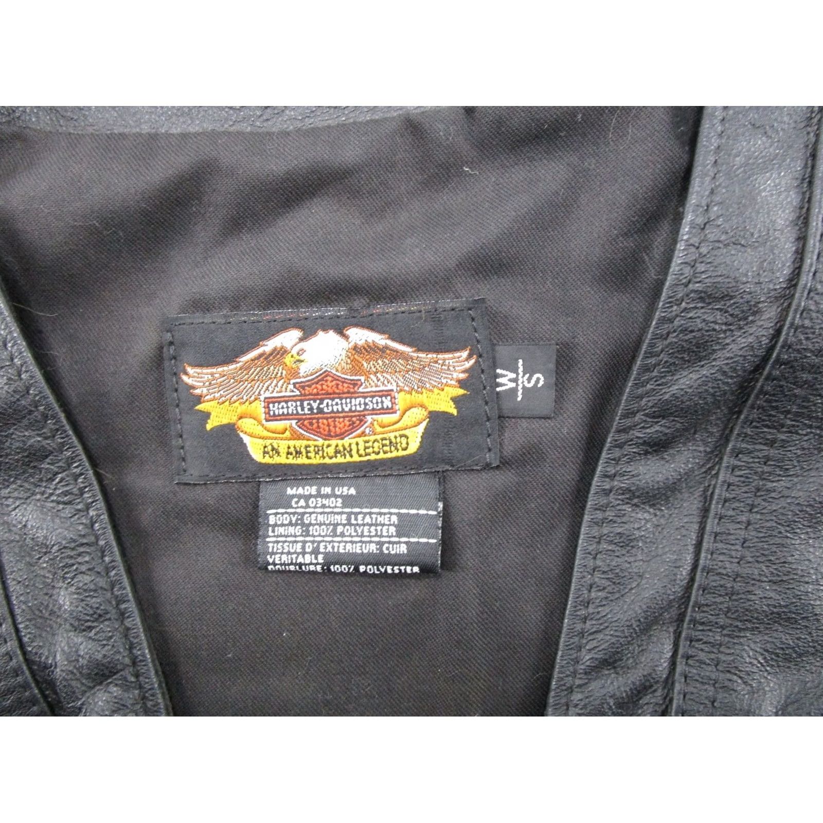 Harley Davidson Harley-Davidson Women's Embossed Leather Motorcycle Vest Zip Black Biker Size S Size S / US 4 / IT 40 - 3 Thumbnail