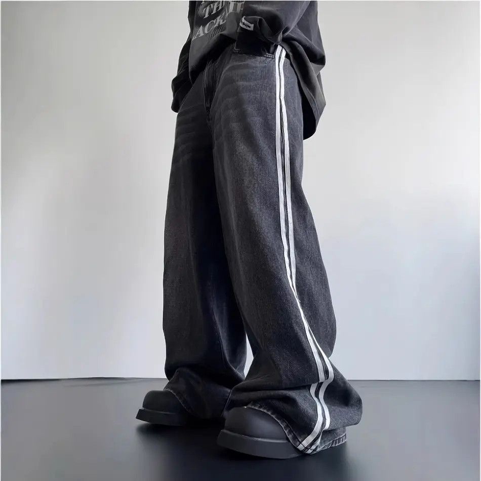 Japanese Brand Retro hip-hop loose striped wide leg jeans Size US 32 / EU 48 - 2 Thumbnail