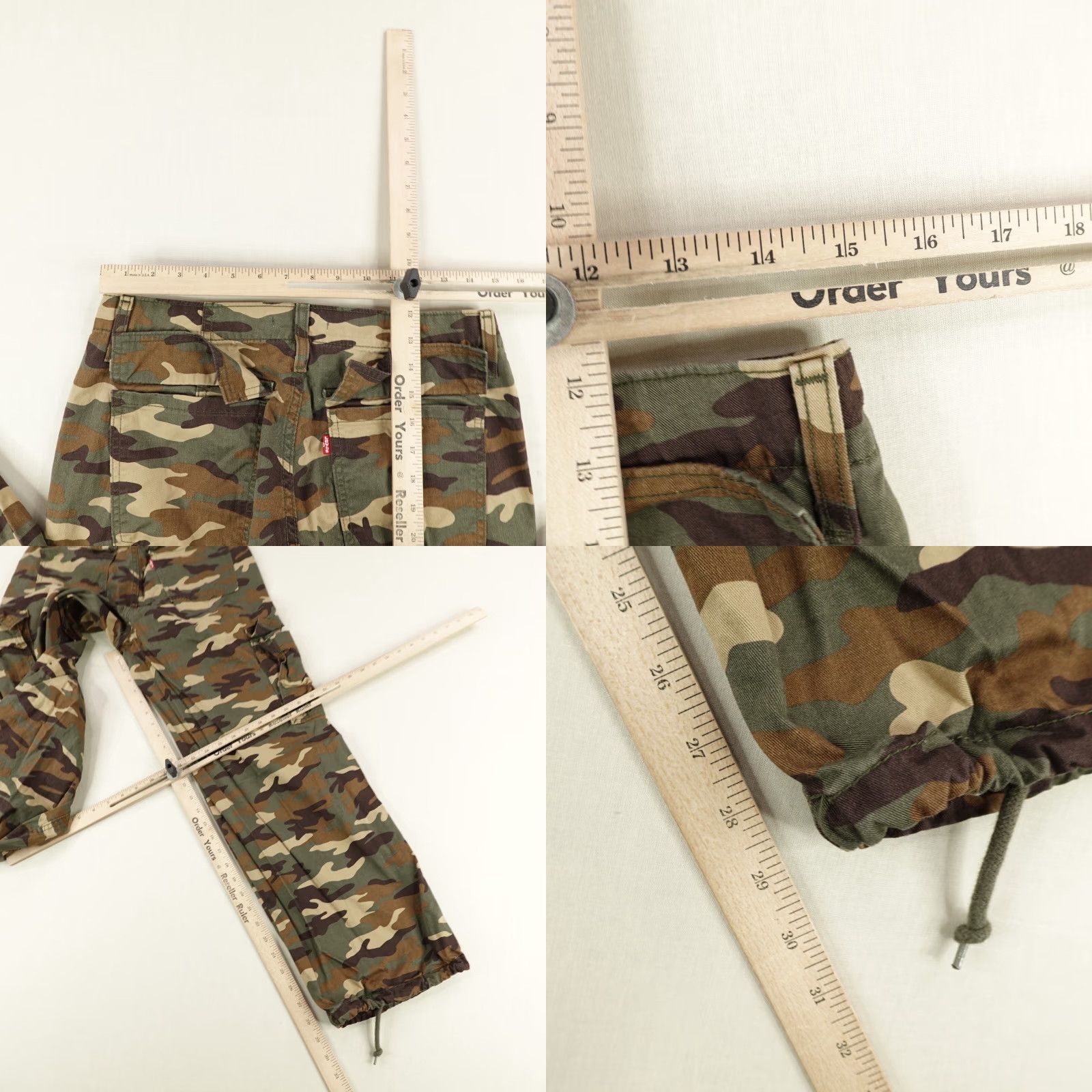 Levi's Levi's Cargo Pants Men 28 Green Camouflage Military Canvas Straight Fit Baggy Casual Size US 30 / EU 46 - 8 Thumbnail