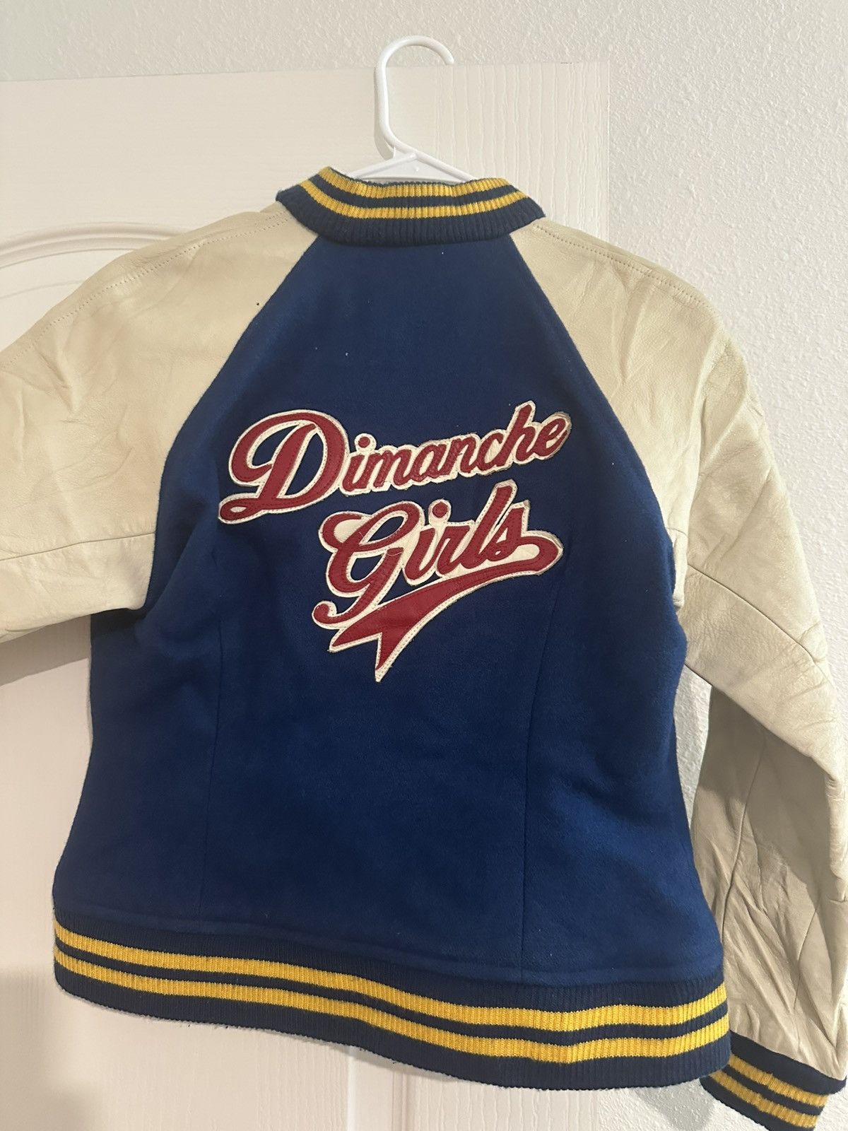 Japanese Brand Vintage 90s Dimanche Girls Varsity Jacket Leather Size US S / EU 44-46 / 1 - 2 Thumbnail