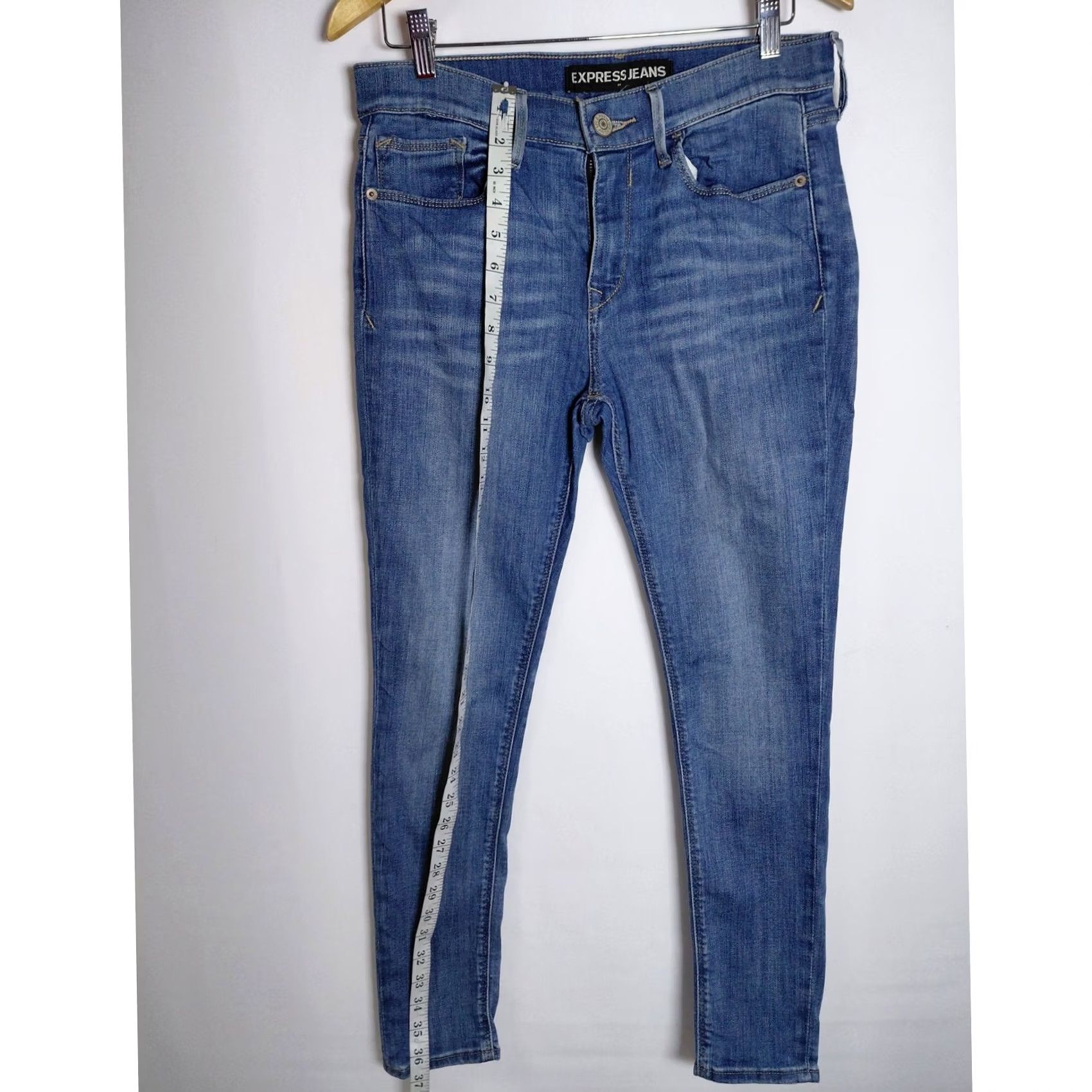 Express EXPRESS Jeans Mid Rise Legging Blue Solid Denim Slim Women Size 8S Size 30" / US 8 / IT 44 - 7 Thumbnail