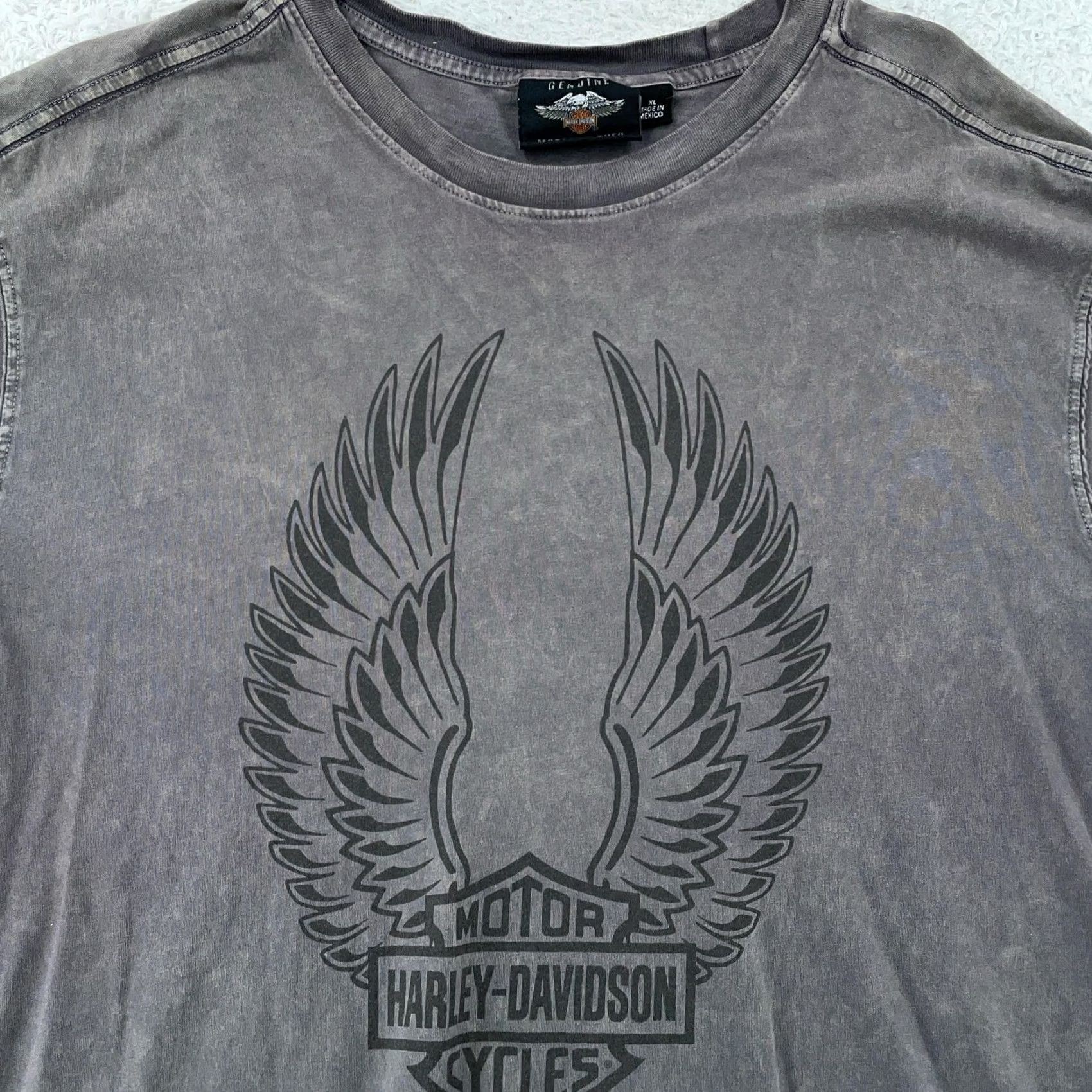 Harley Davidson Harley-Davidson T-Shirt Harley-Davidson Winged Eagle Gray XL Biker Crew Neck Short Sleeve Graphic Print Mens Shirt 90s Outdoor Vintage No Size US XL / EU 56 / 4 - 2 Thumbnail