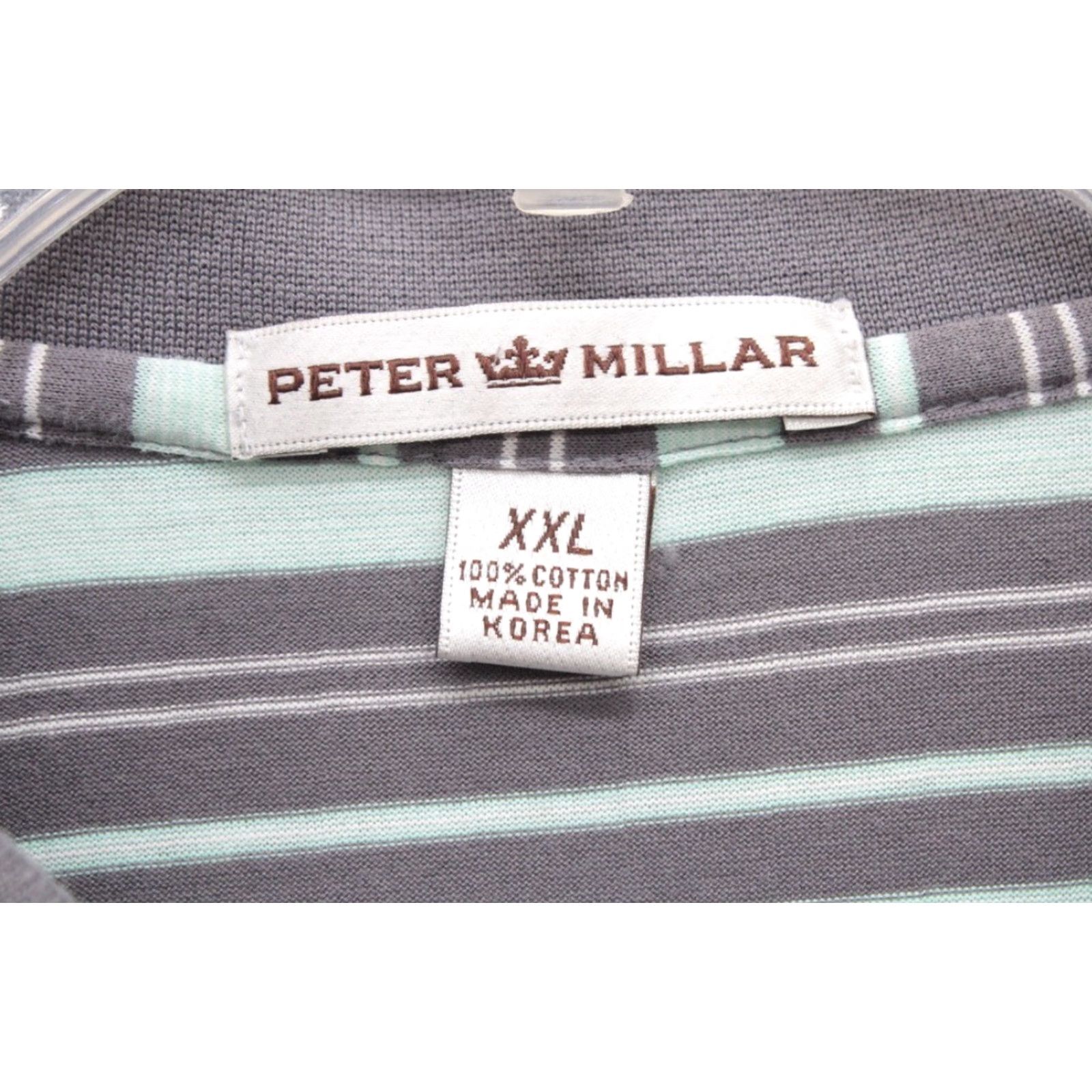 Peter Millar Peter Millar Polo Shirt Mens 2XL Gray Green Striped Cotton Golf Preppy Shirt Size US XXL / EU 58 / 5 - 4 Thumbnail