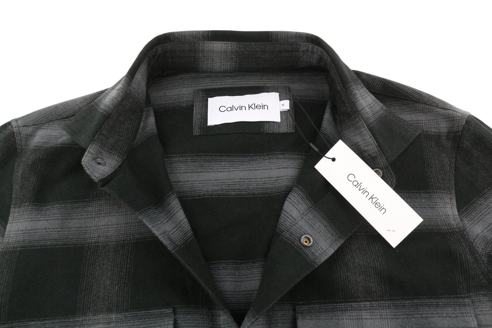 Calvin Klein TWILL FLEECE CHECK M Black Snap Overshirt Jacket 84934 Size US M / EU 48-50 / 2 - 5 Thumbnail